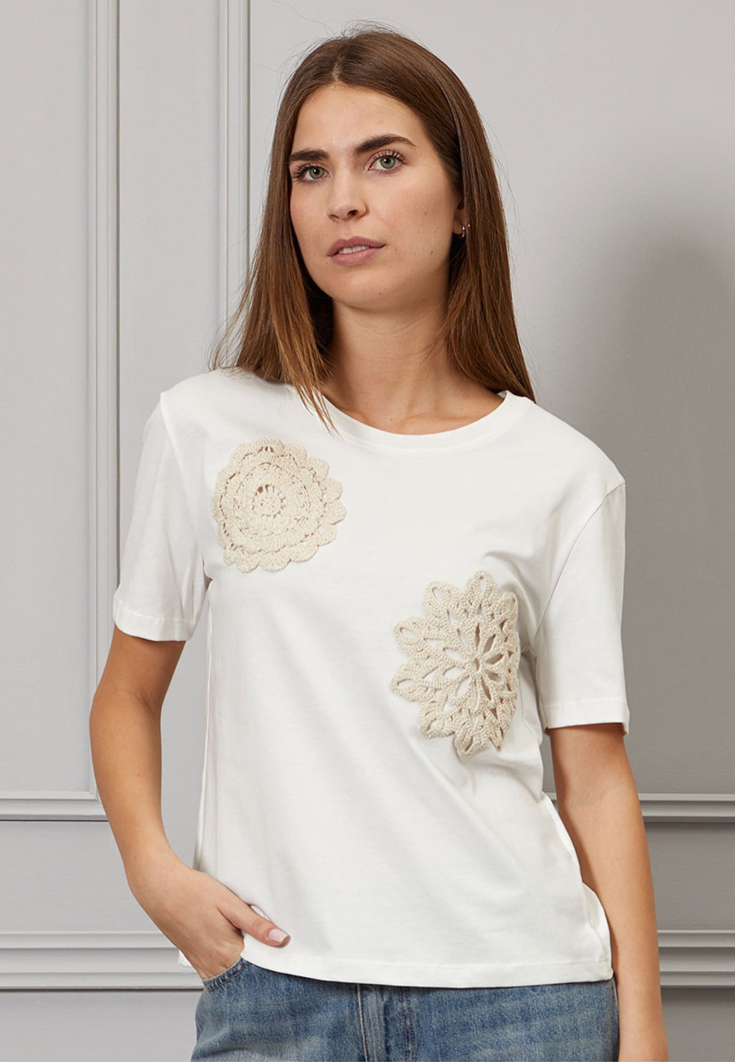T-shirt patch macramè