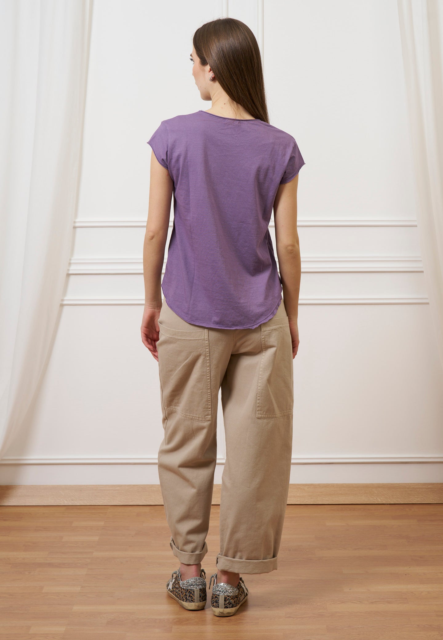 T-shirt mezza manica taglio vivo - MALVA