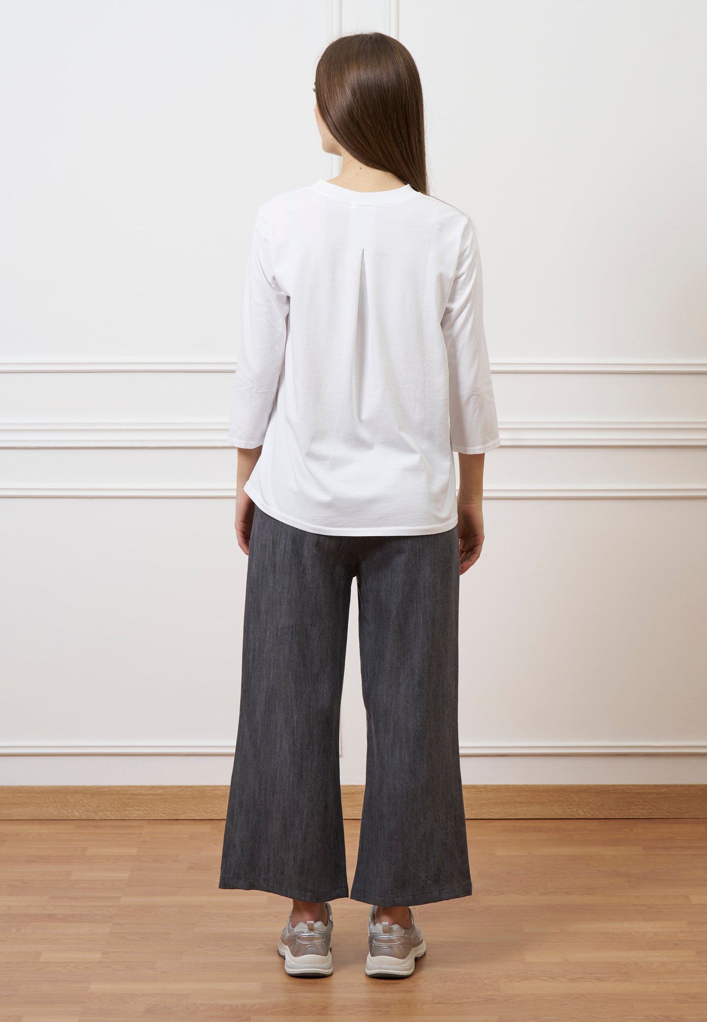 Pantalone palazzo in tencel - GRIGIO MEDIO