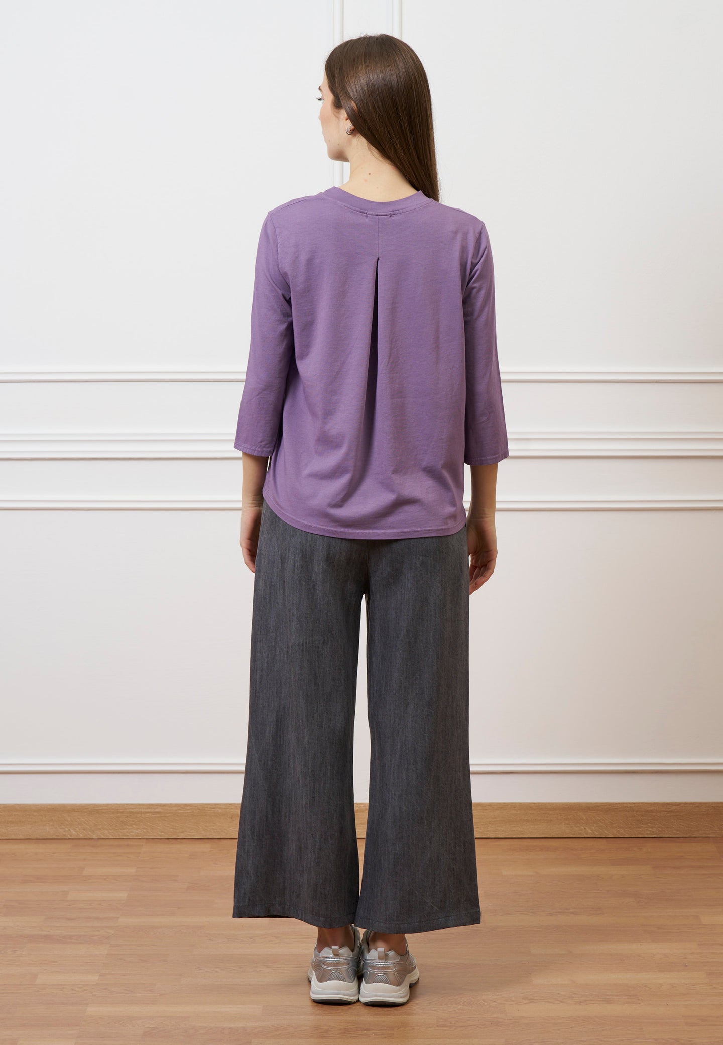 Pantalone palazzo in tencel - GRIGIO MEDIO