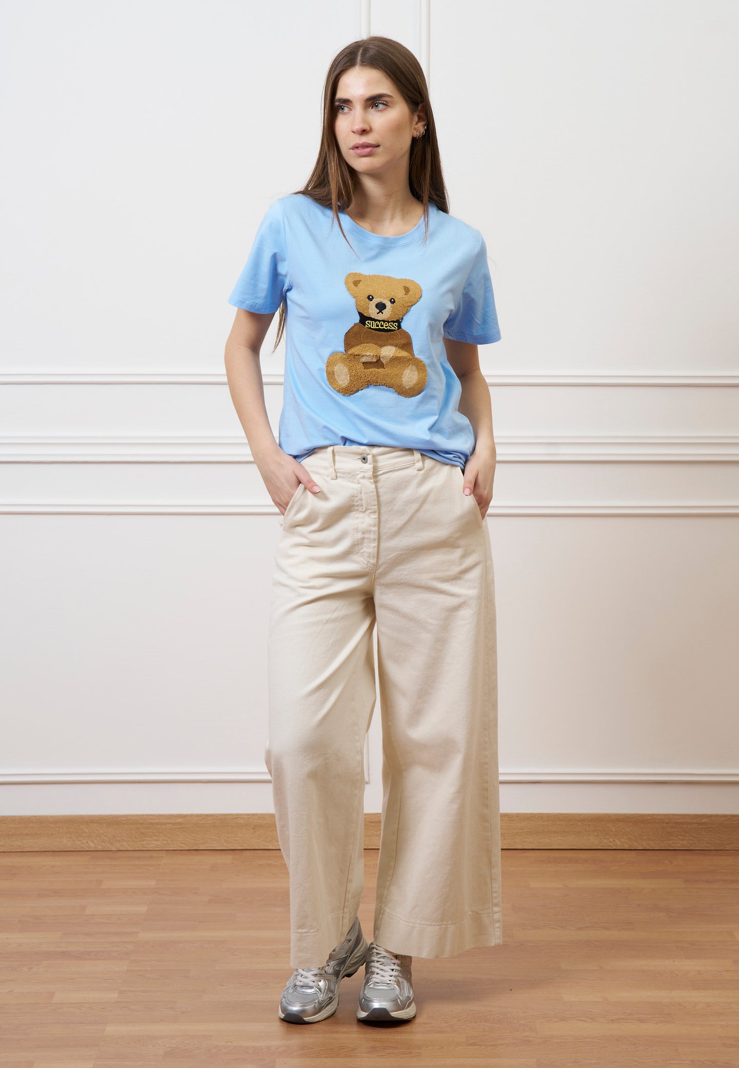 T-shirt con orsetto peluche - AZZURRO