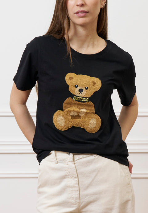 T-shirt con orsetto peluche - NERO
