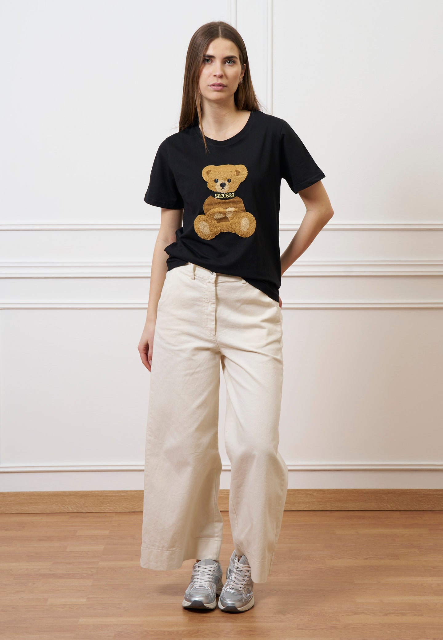 T-shirt con orsetto peluche - NERO