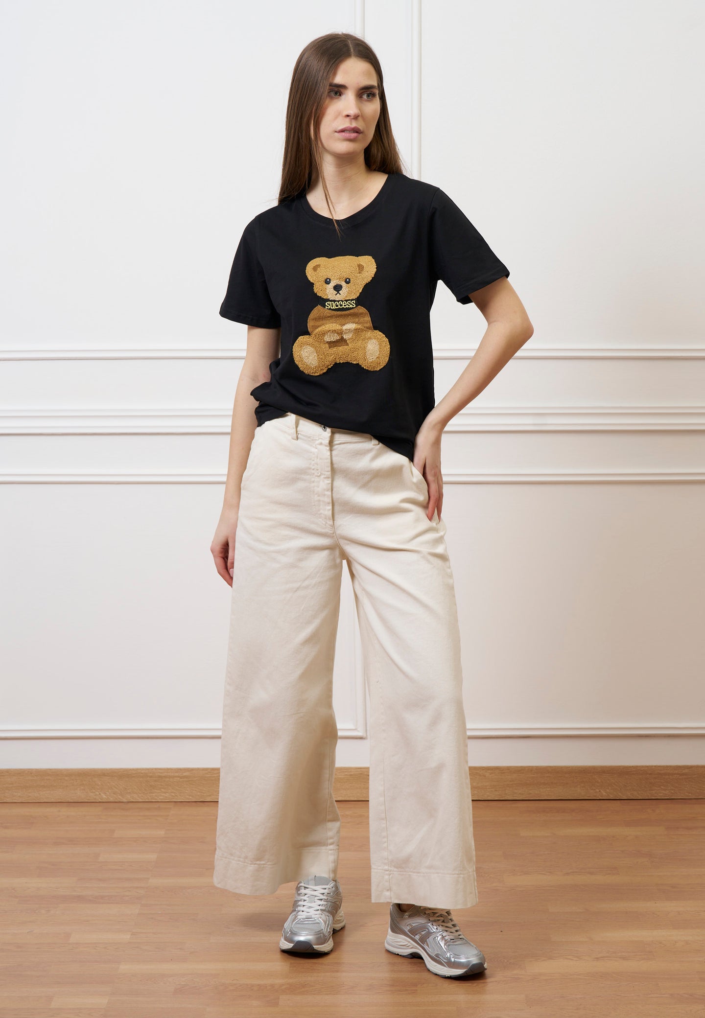 T-shirt con orsetto peluche - NERO