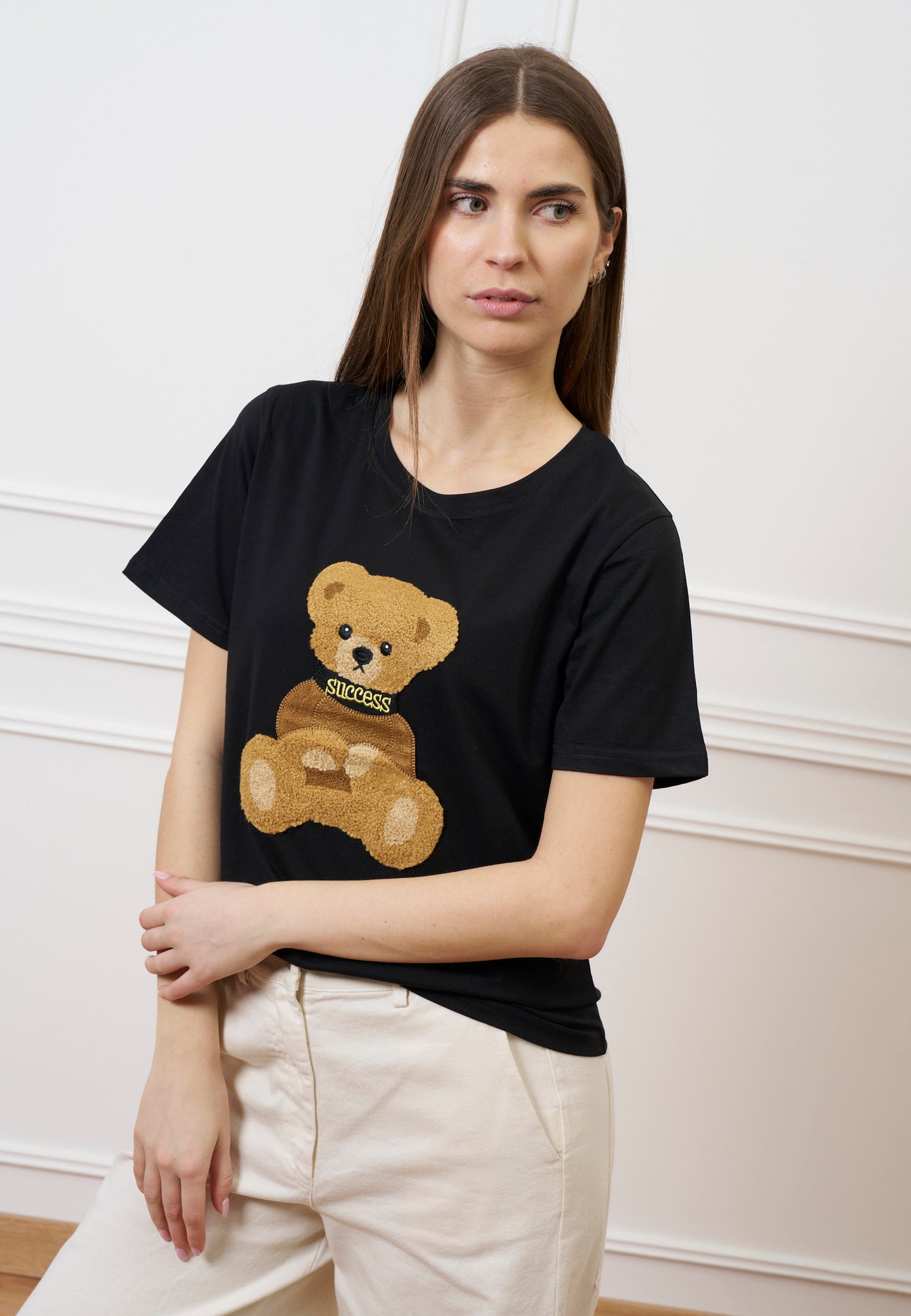 T-shirt con orsetto peluche - NERO
