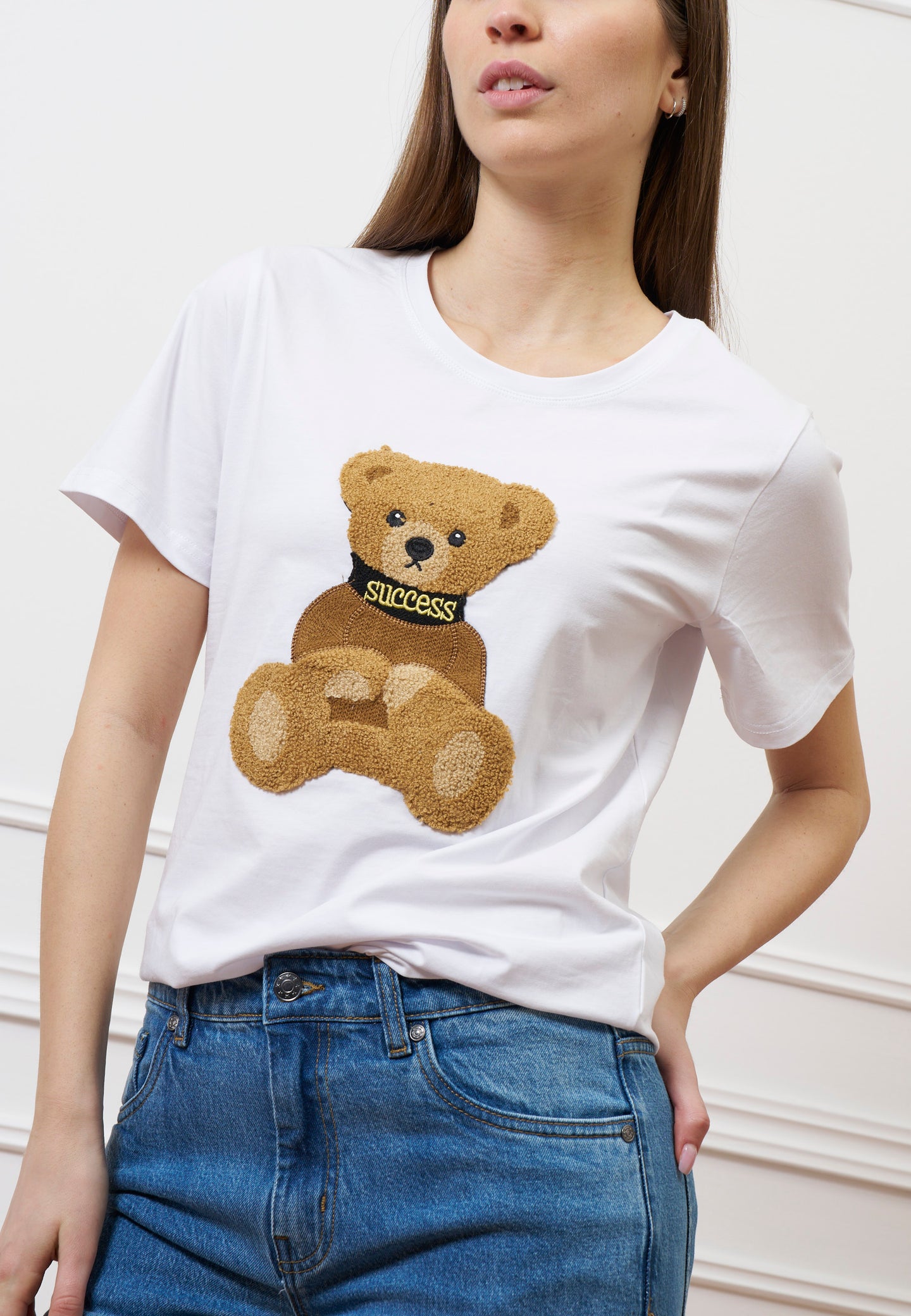 T-shirt con orsetto peluche - BIANCO