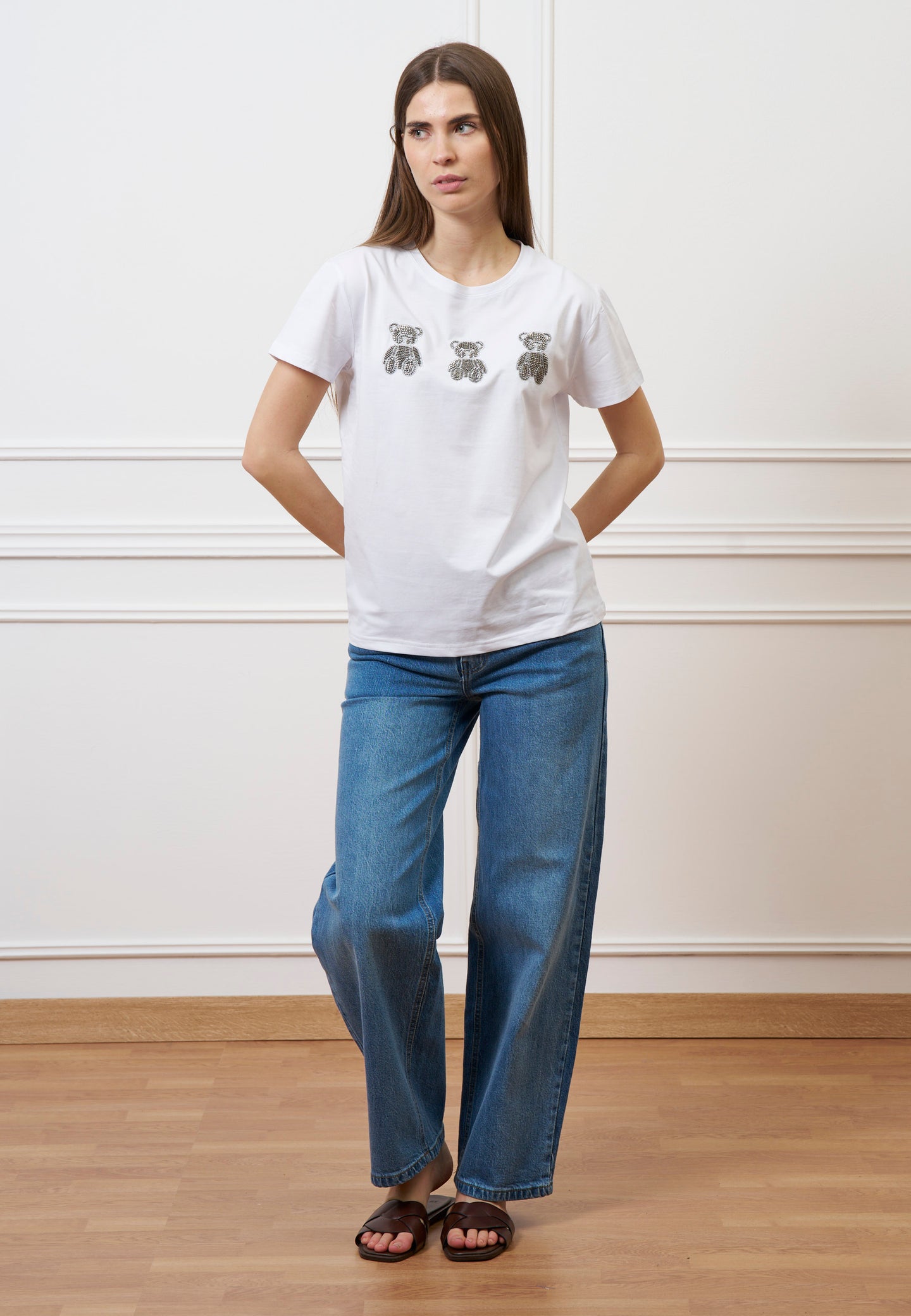 T-shirt con orsetti perline - BIANCO