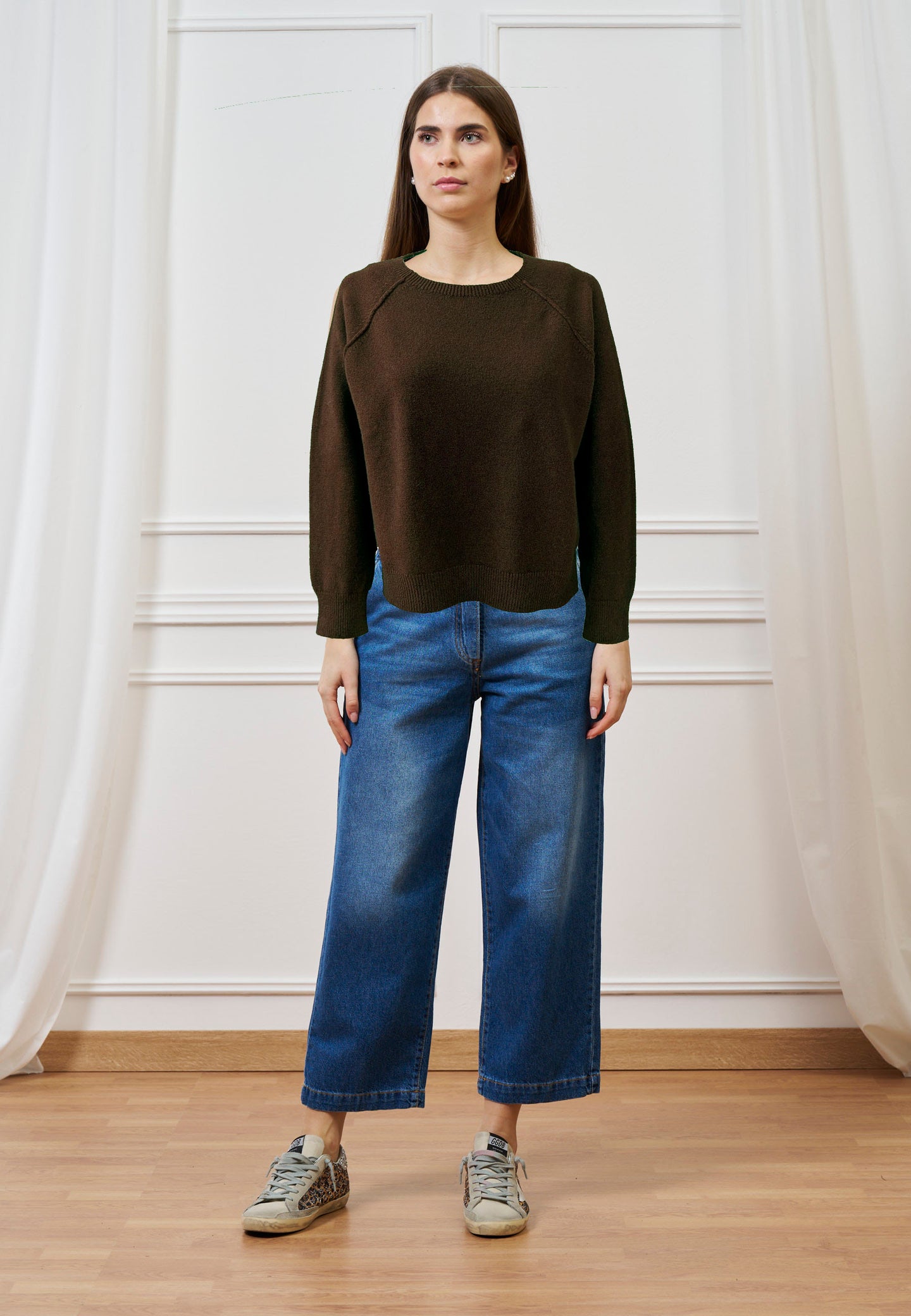 Maglia paricollo con spacchetti