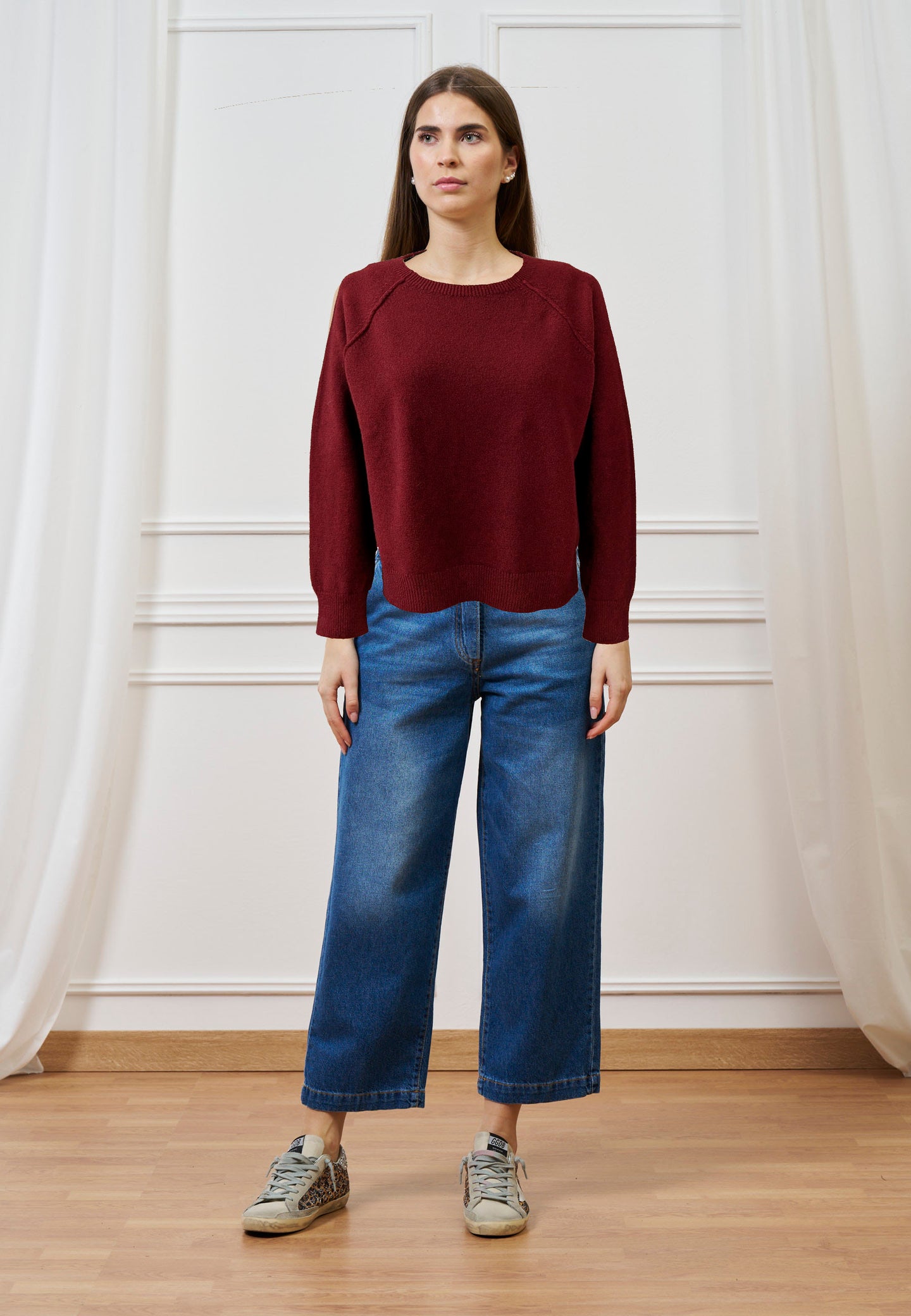 Maglia paricollo con spacchetti