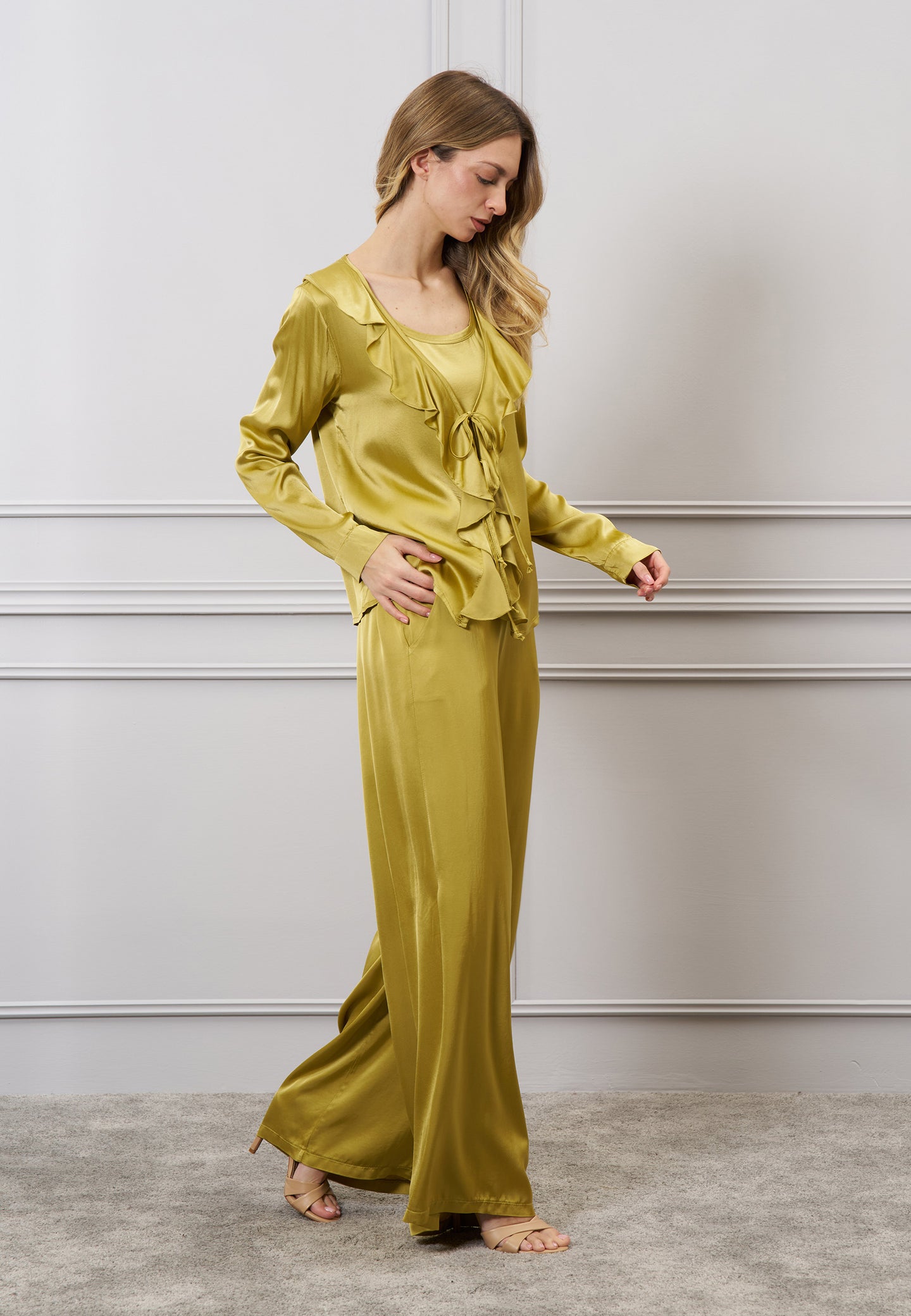 Pantalone palazzo in raso