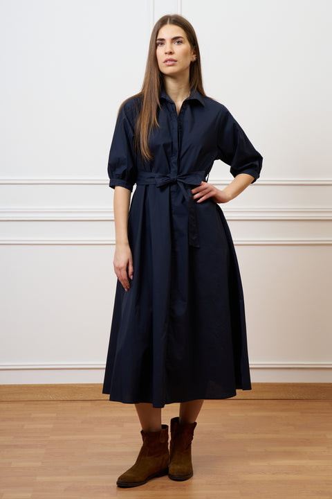 Vestito lungo in cotone - BLU