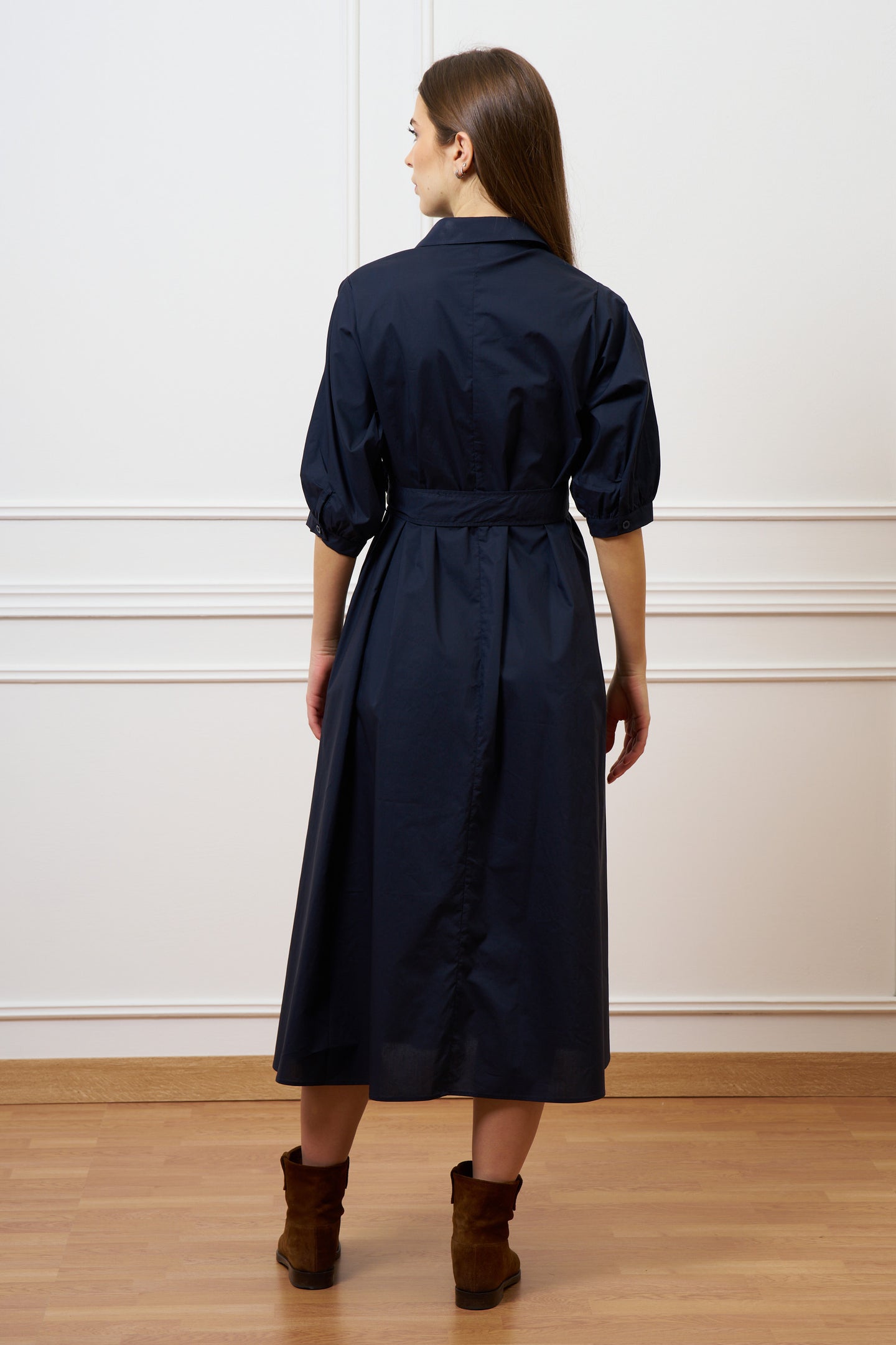 Vestito lungo in cotone - BLU