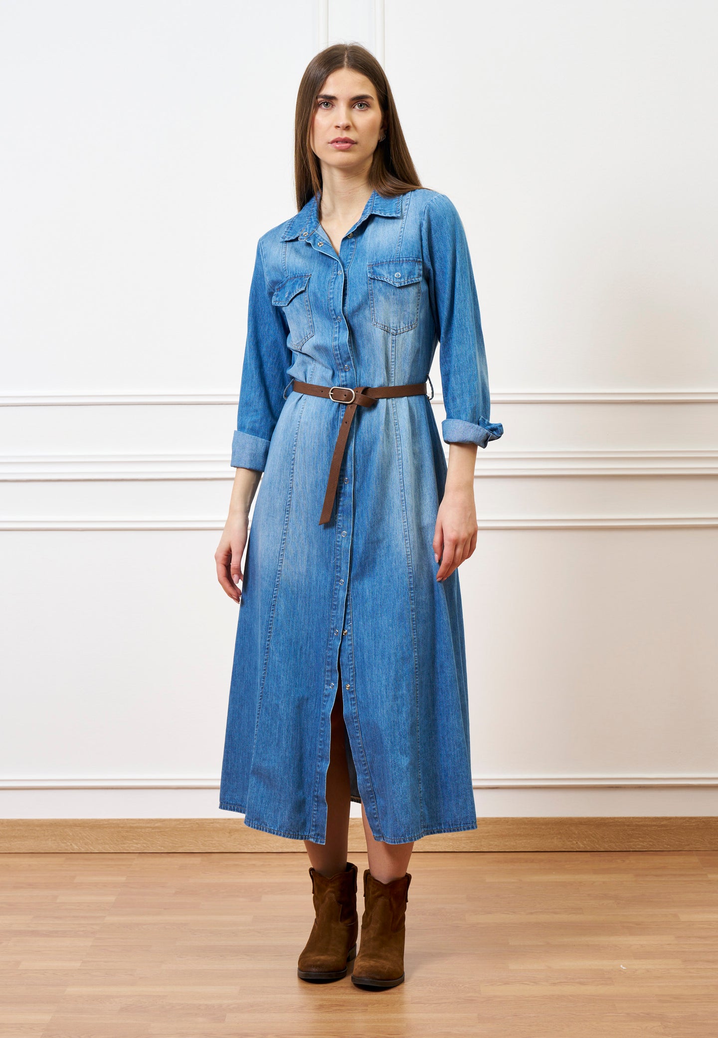 Vestito lungo in jeans - BLU