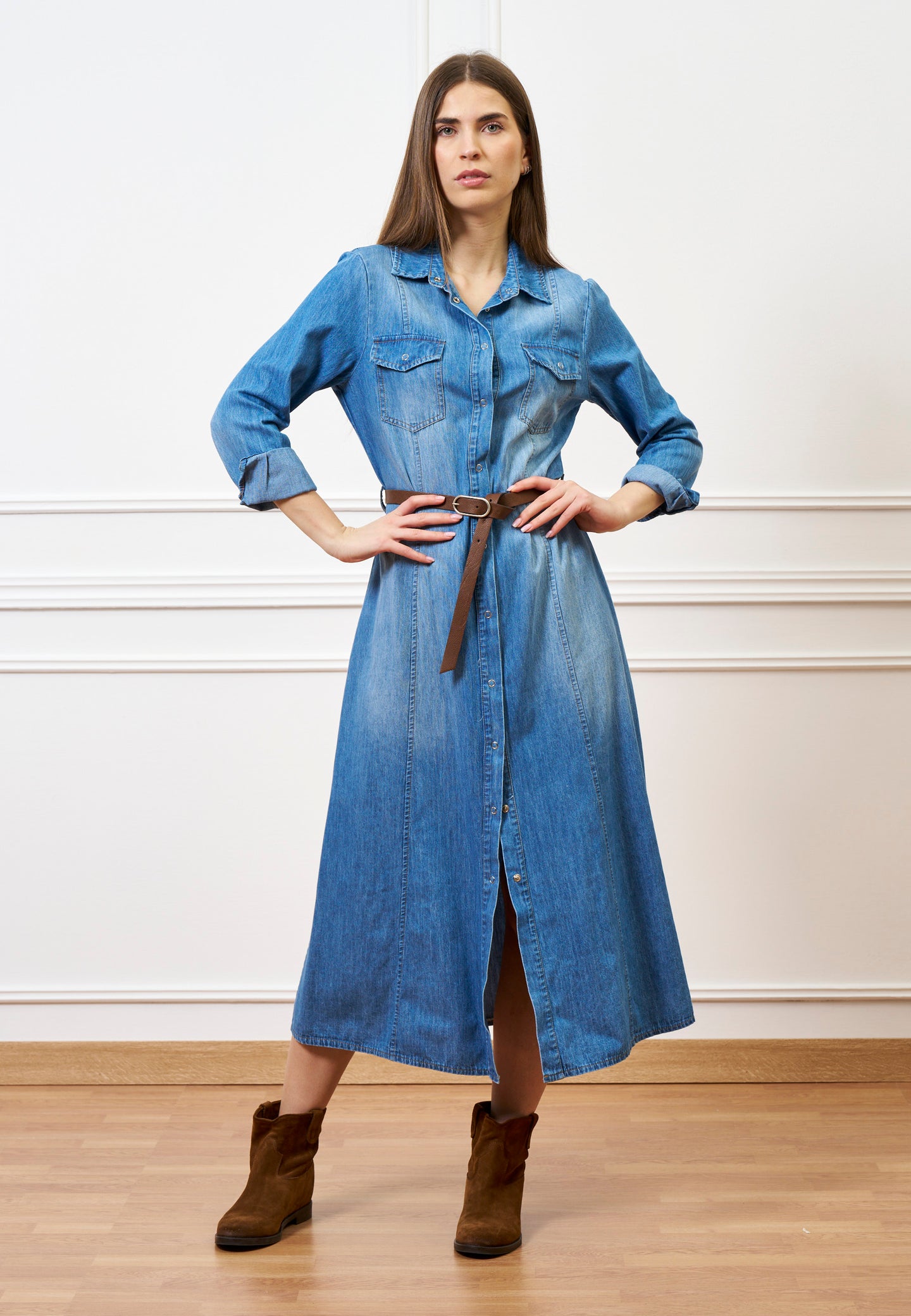 Vestito lungo in jeans - BLU