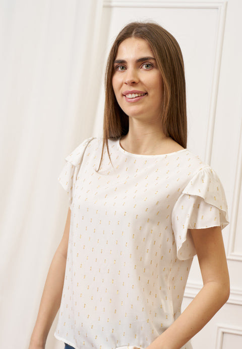 Blusa con maniche a petalo