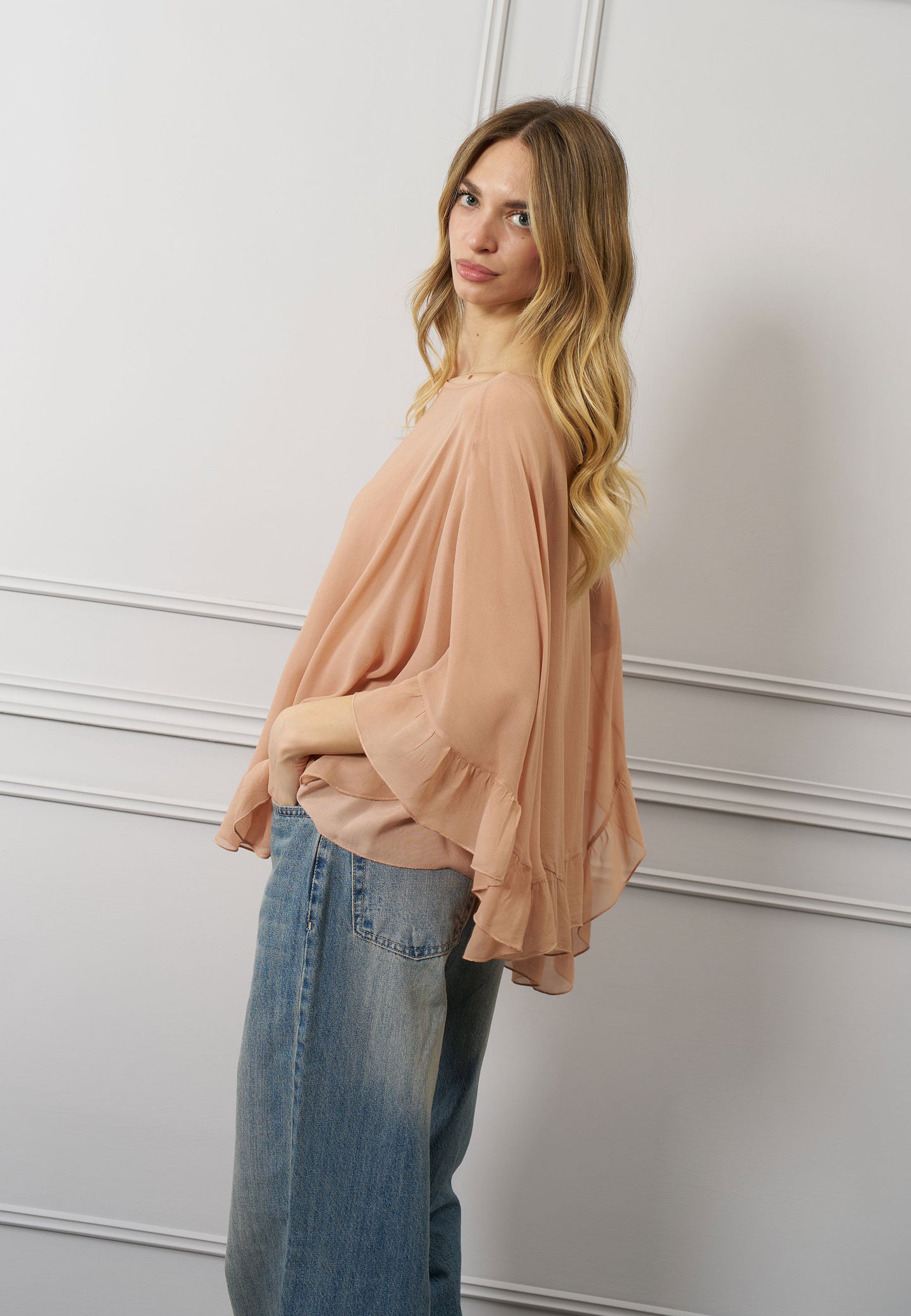 Blusa a mantella con top