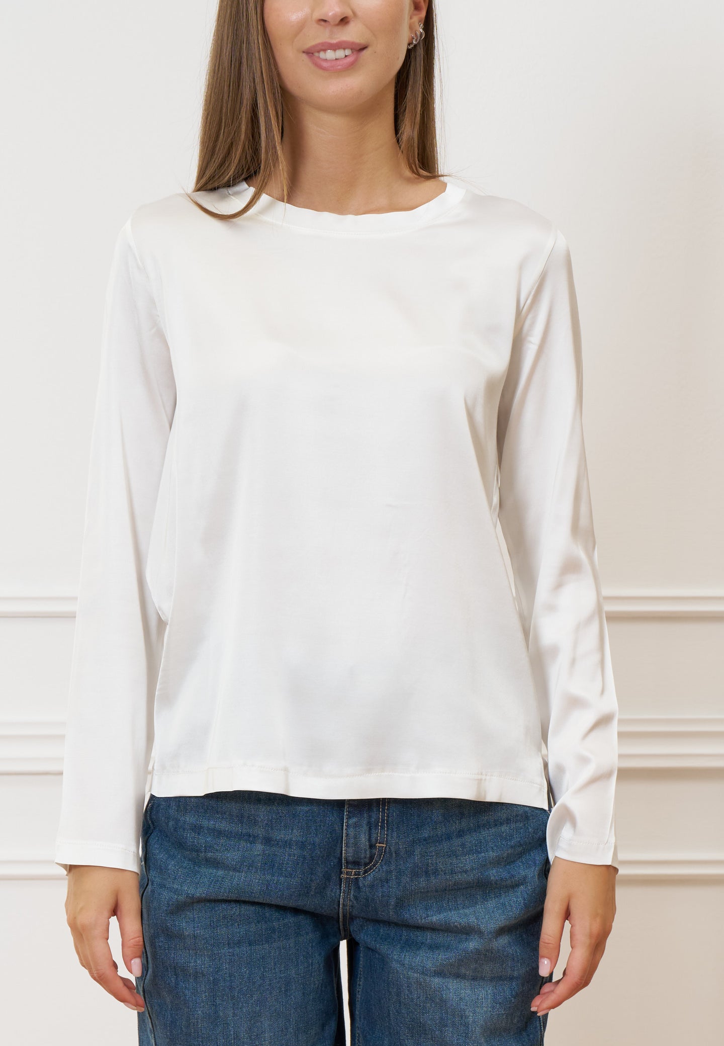 Blusa in raso a manica lunga