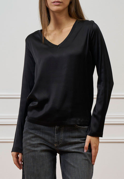 Blusa raso scollo a v