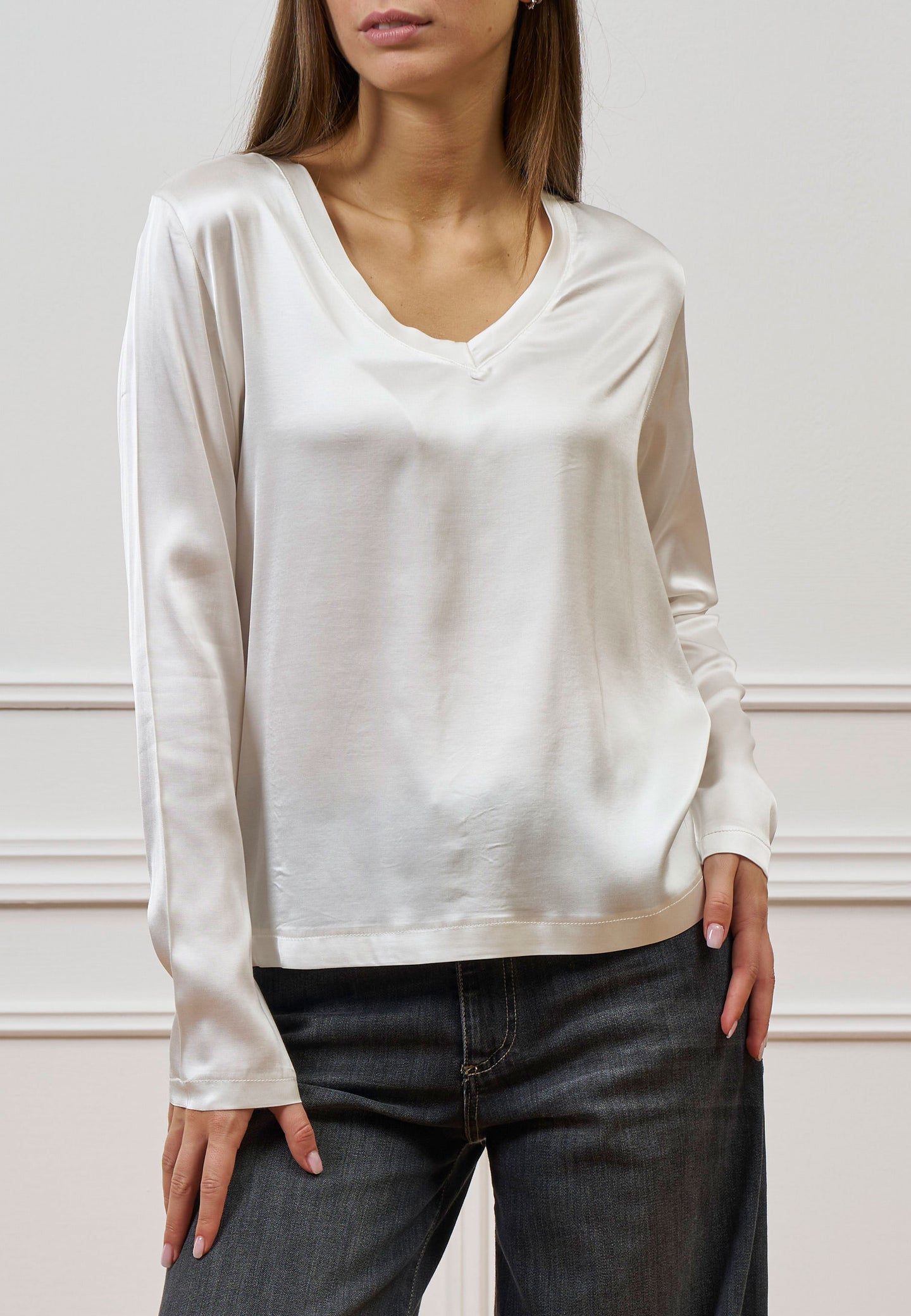 Blusa raso scollo a v