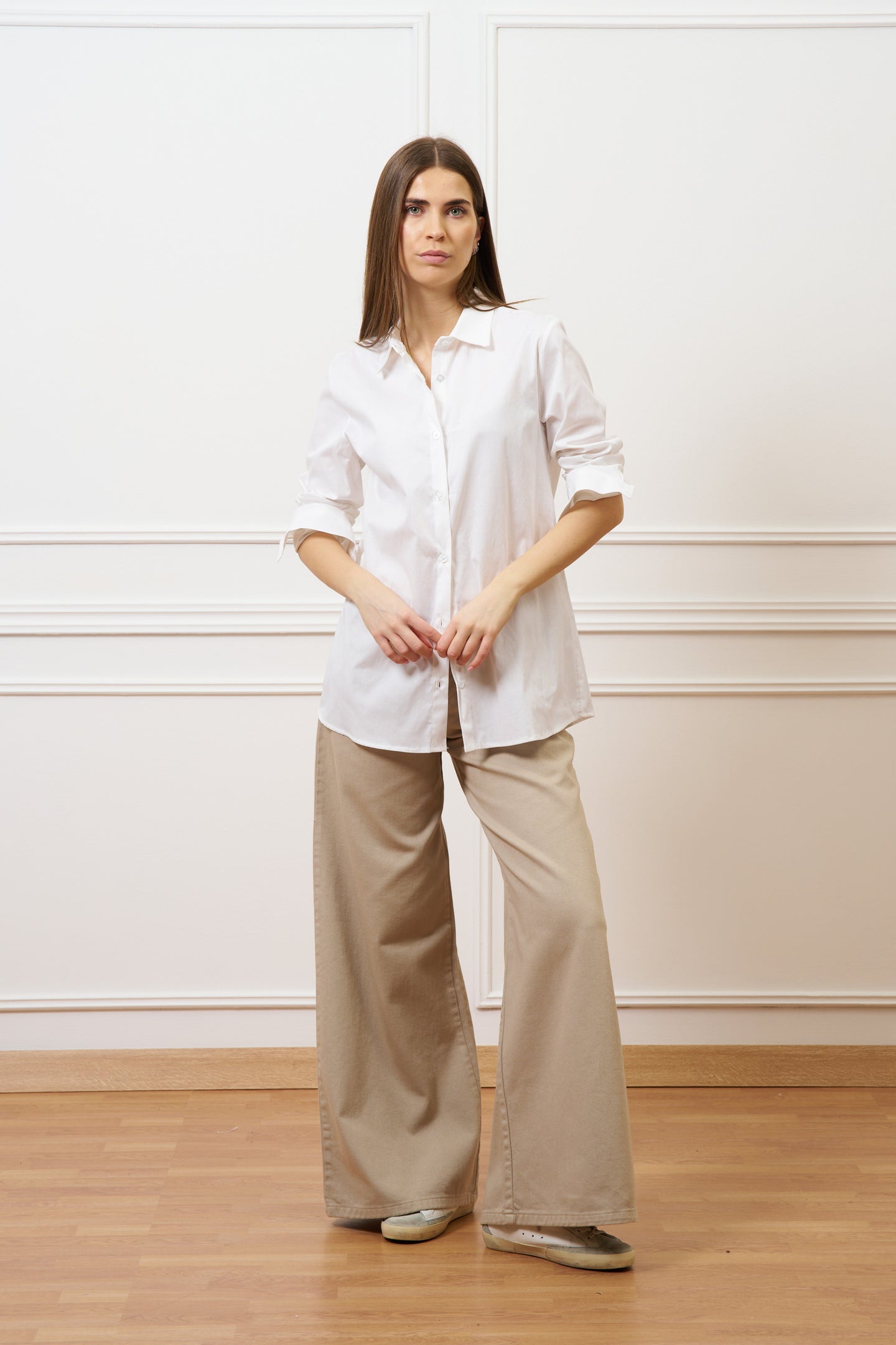 Camicia over lunga in cotone - BIANCO