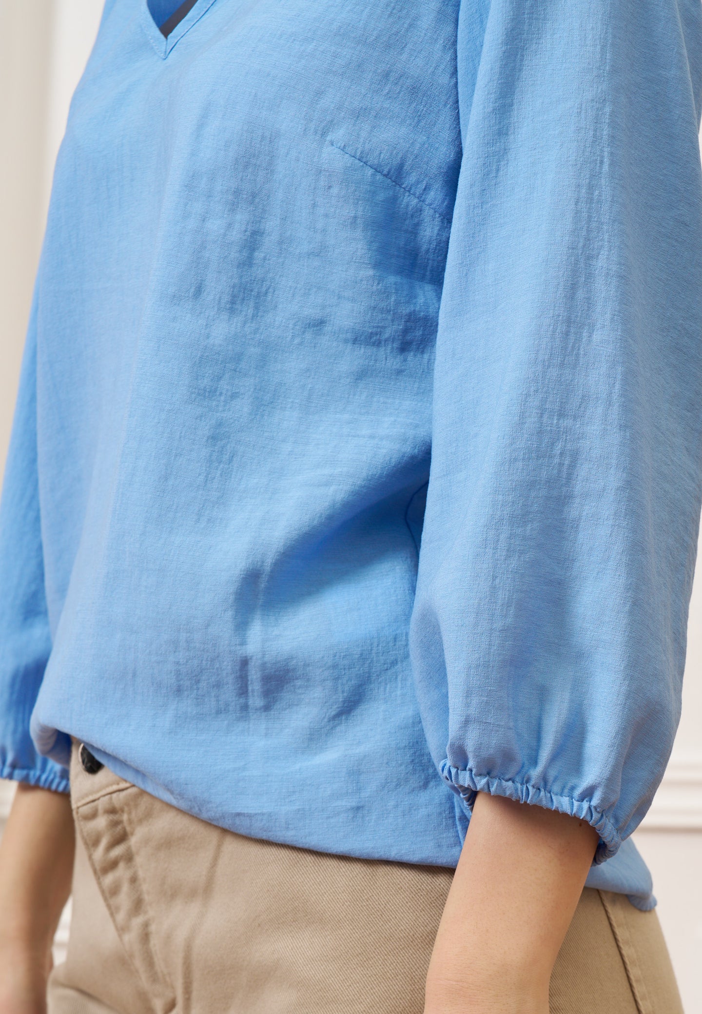 Camicia effetto stropicciato - CELESTE