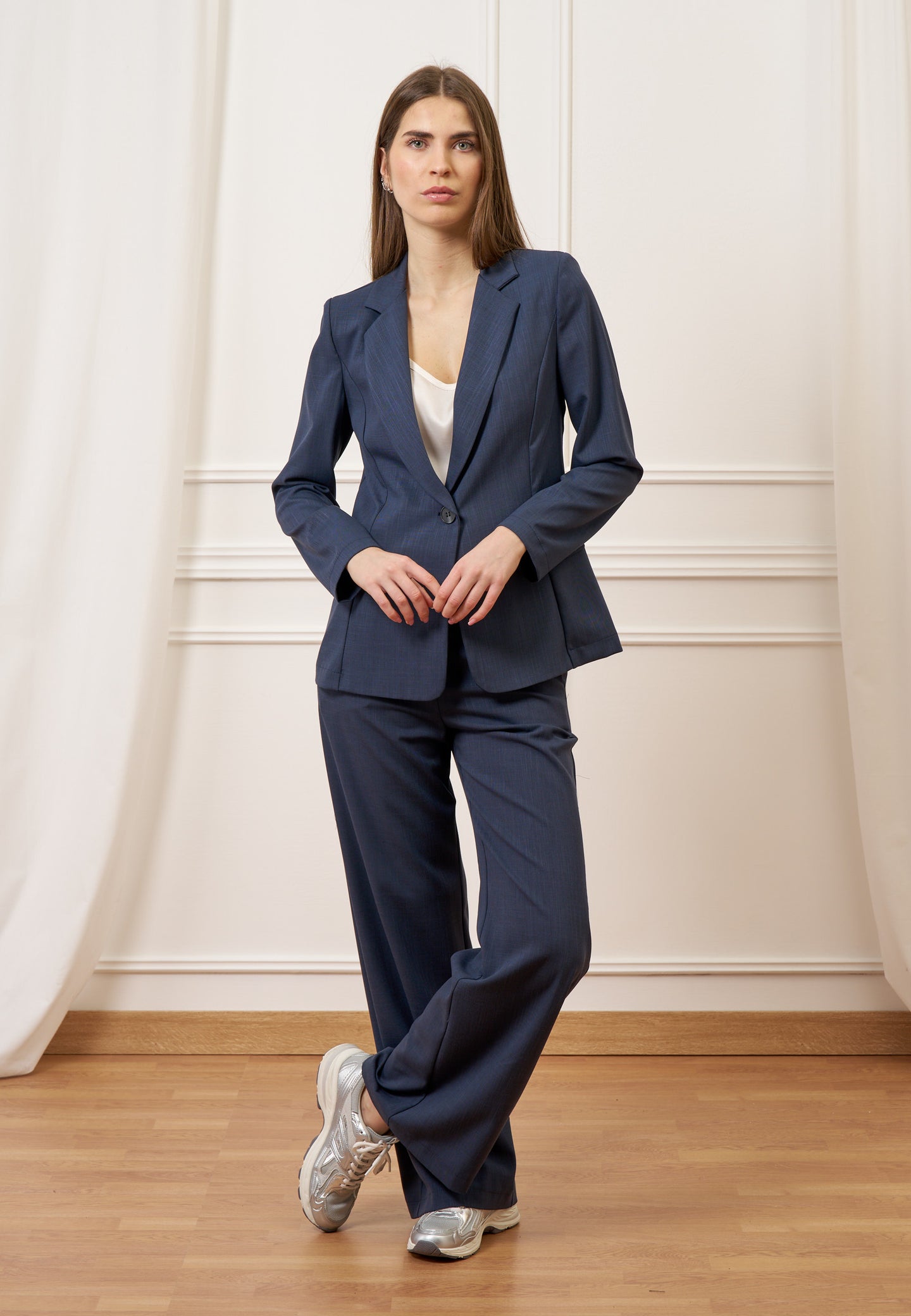 Giacca monopetto con spalline - BLU