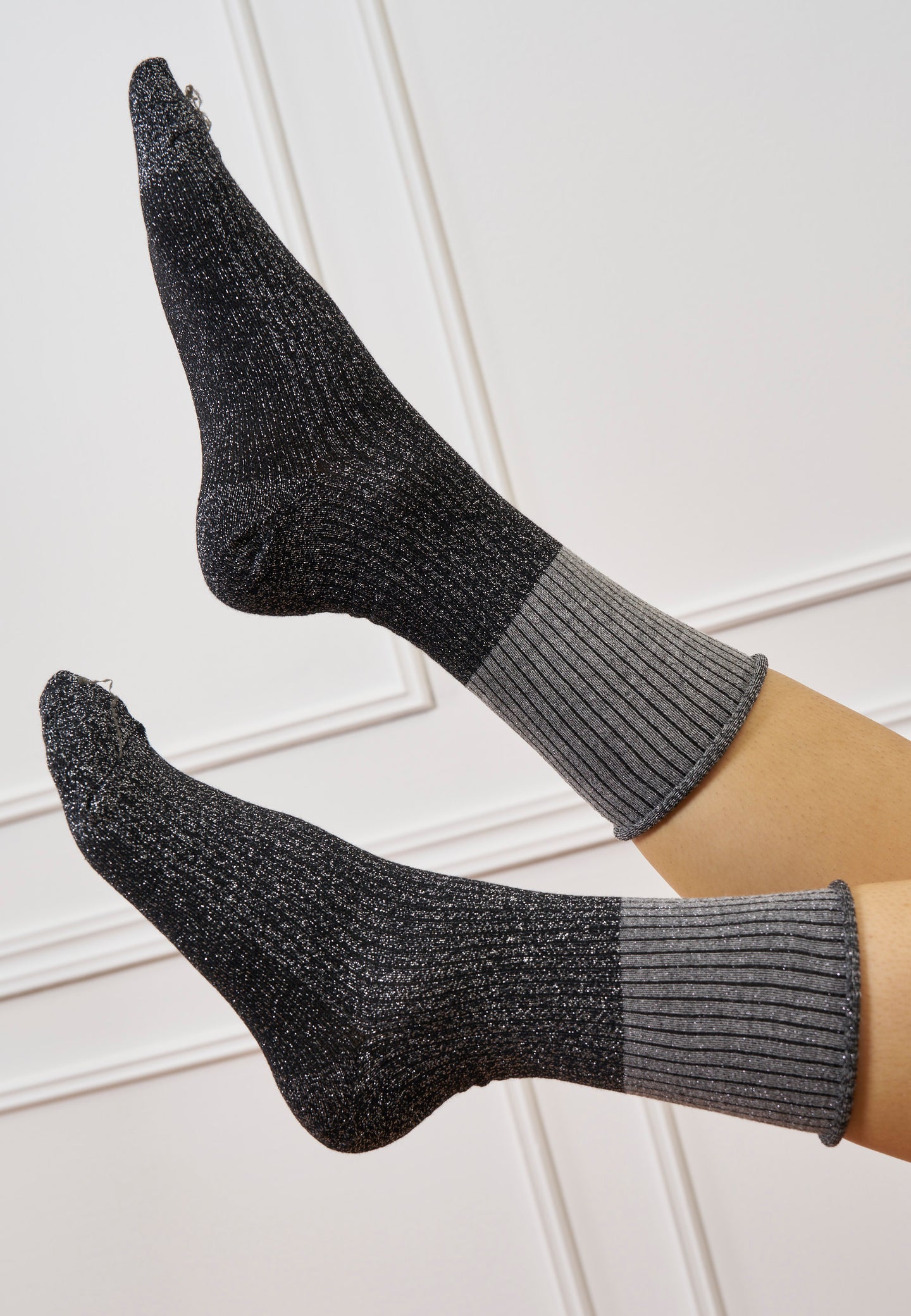 Calzini bicolore in lurex