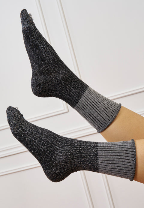 Calzini bicolore in lurex