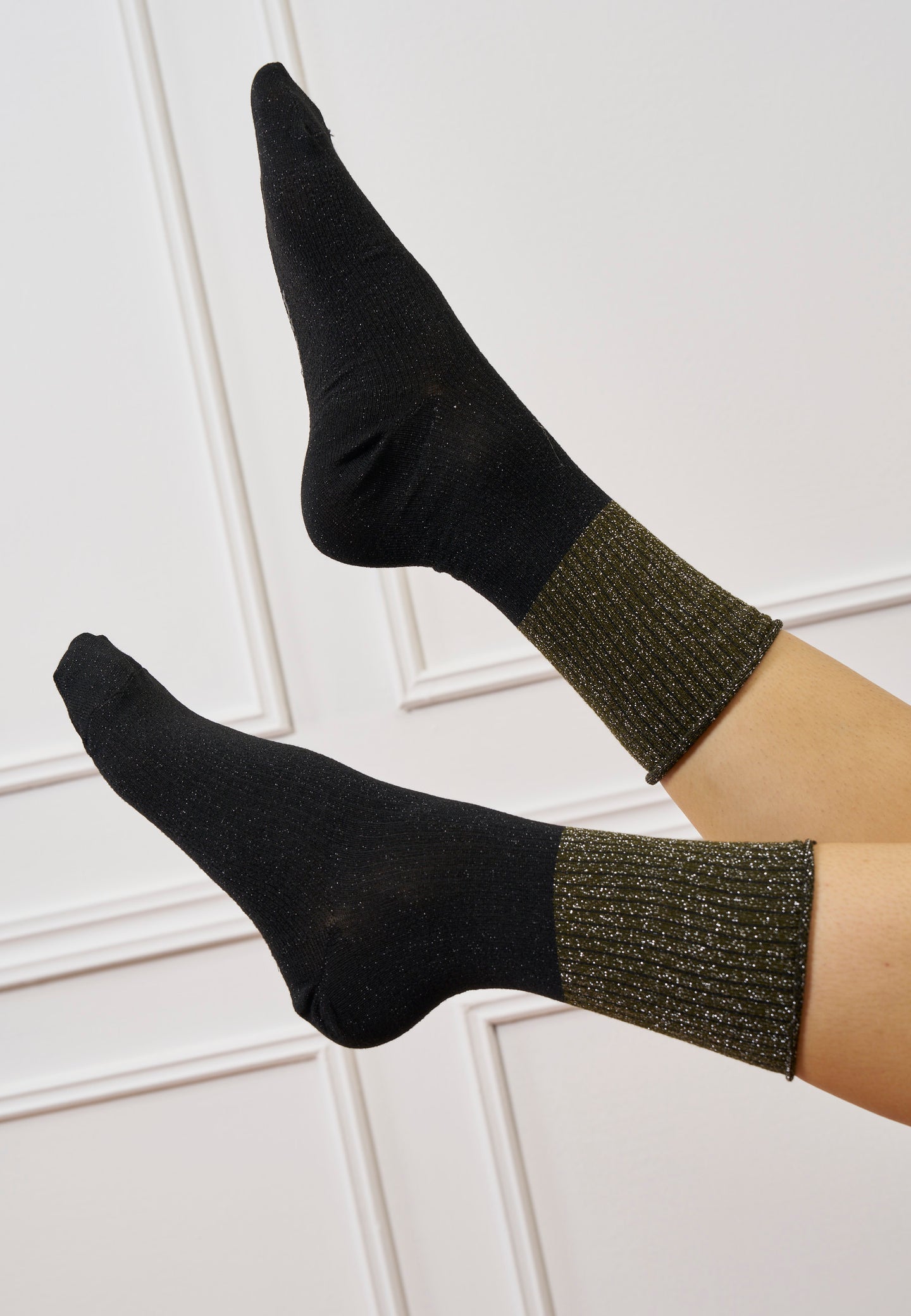 Calzini bicolore in lurex