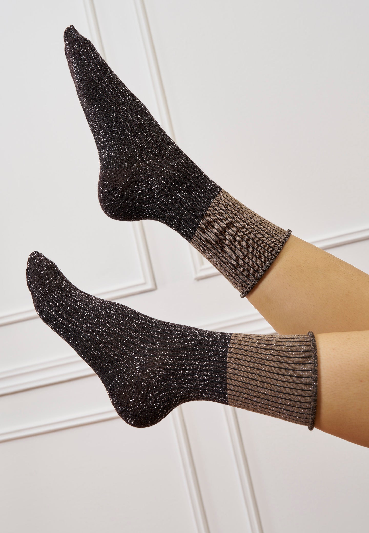 Calzini bicolore in lurex