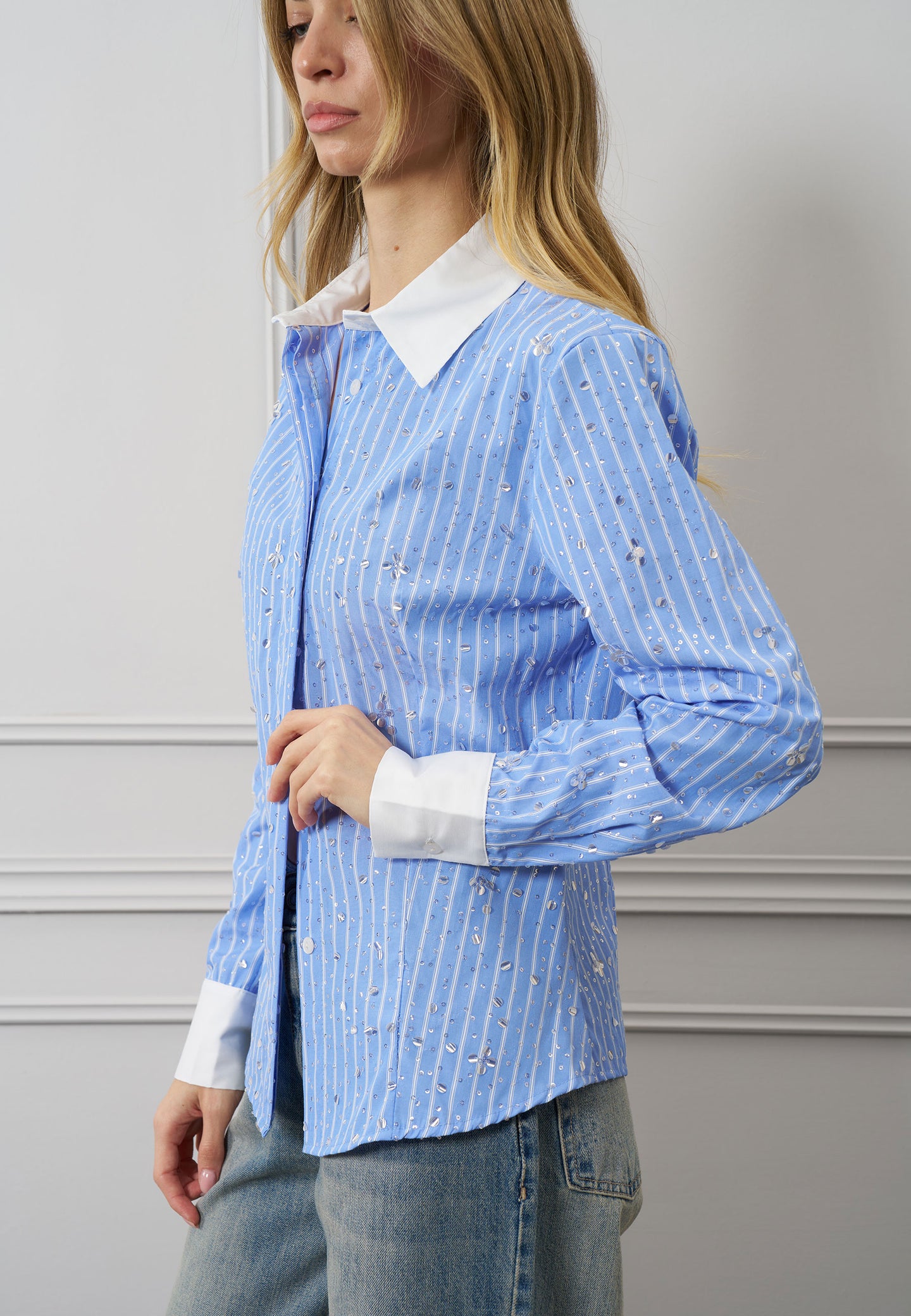Camicia a righe con paillettes