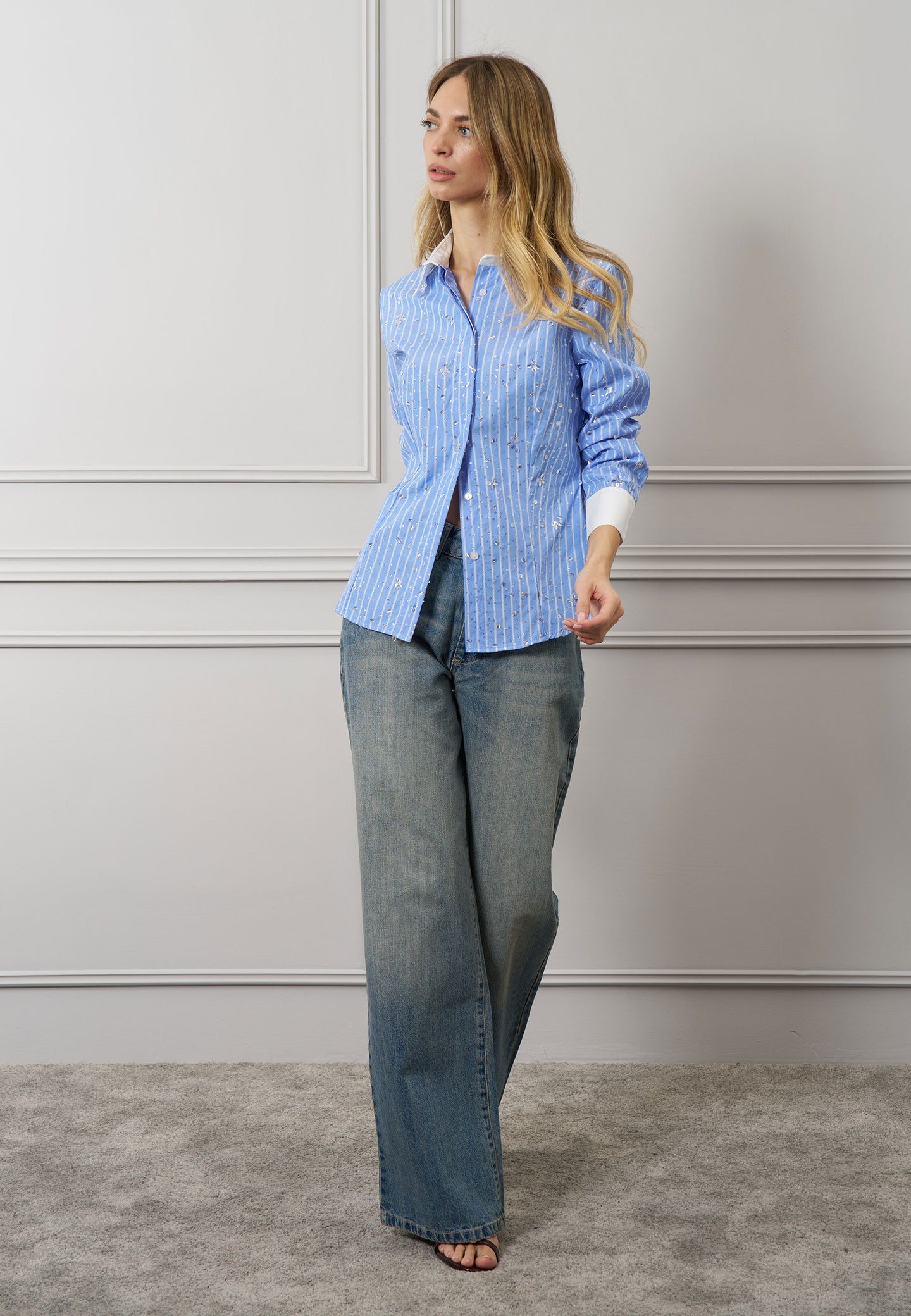 Camicia a righe con paillettes