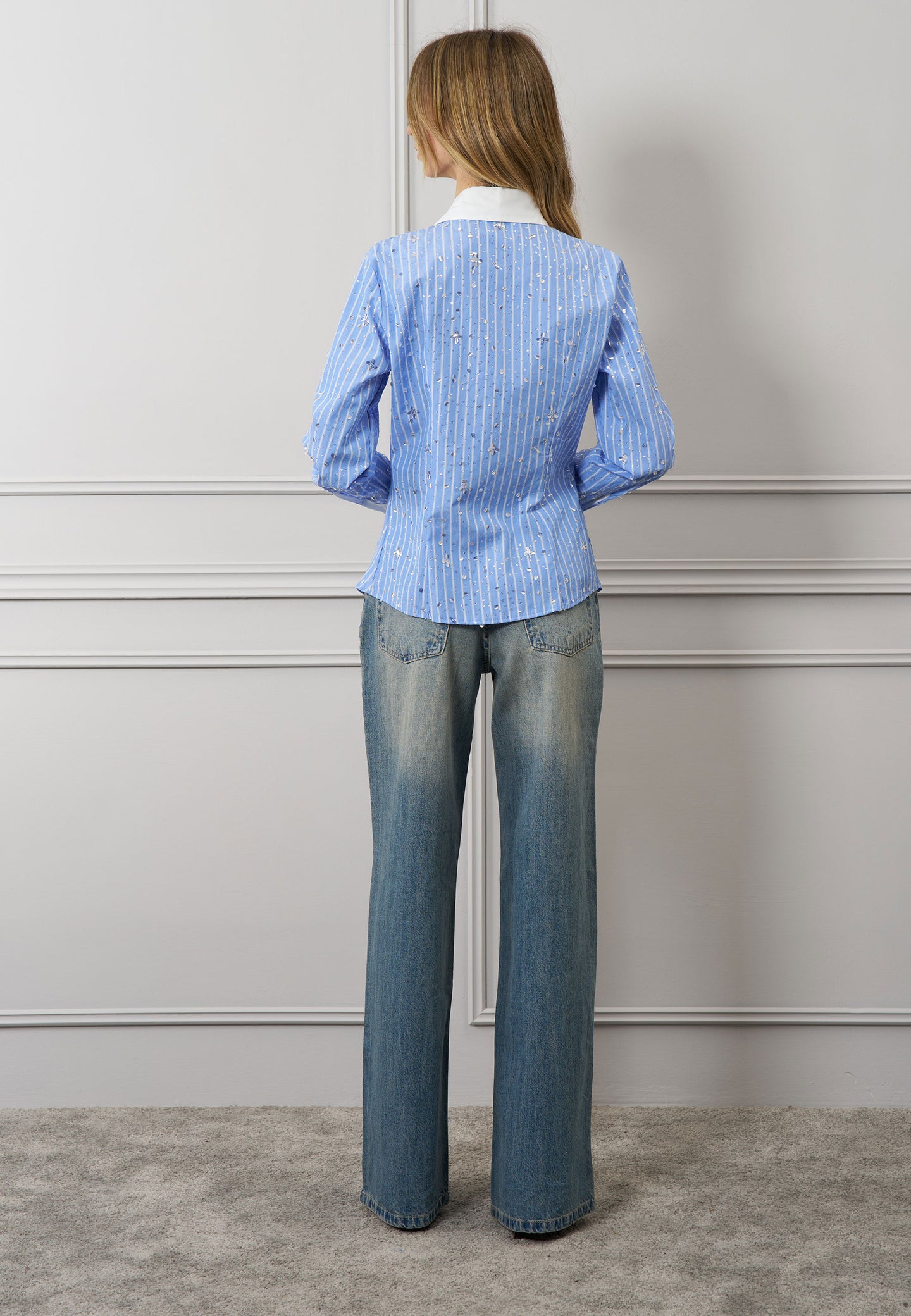 Camicia a righe con paillettes