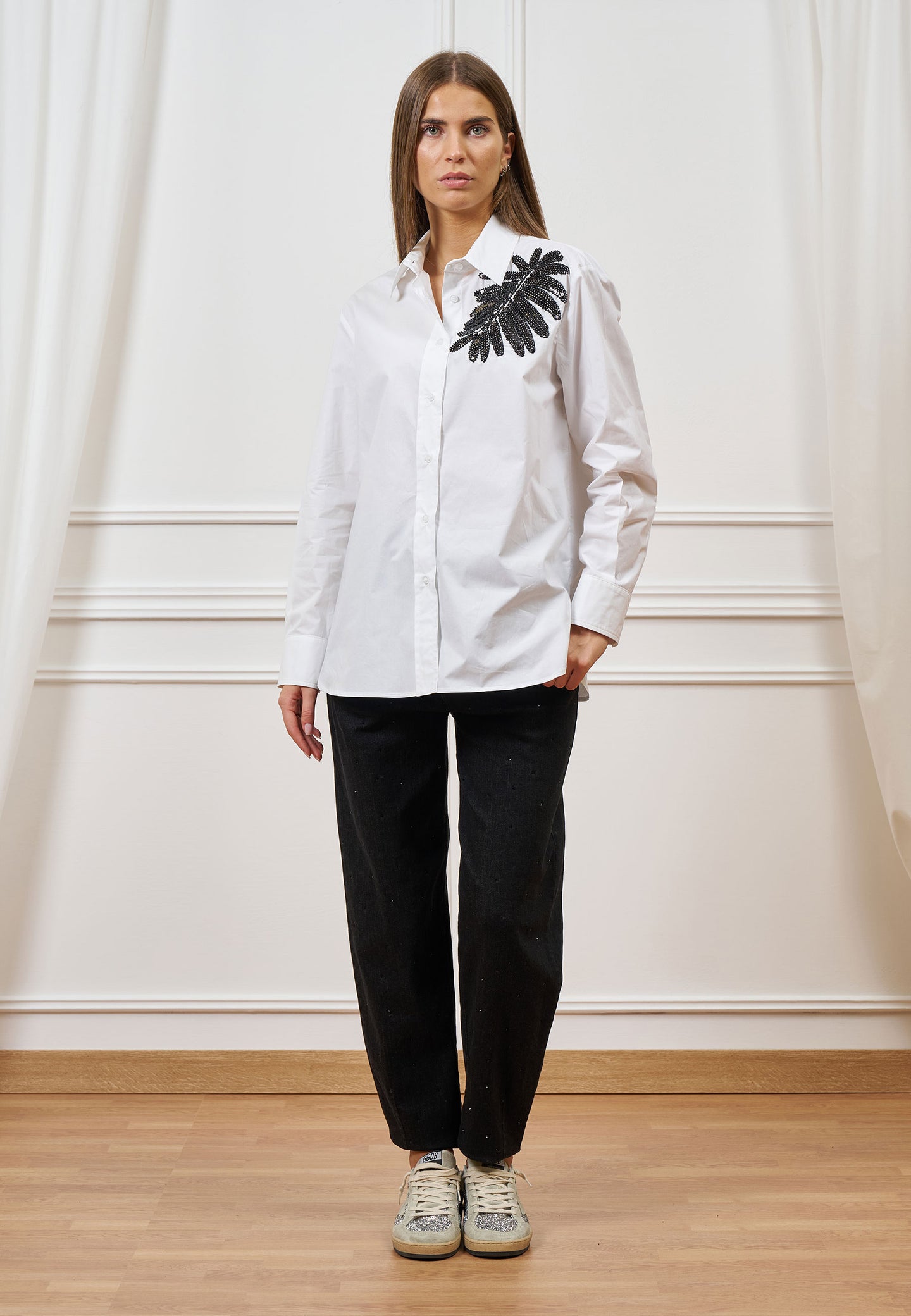 Camicia con ricamo in paillettes