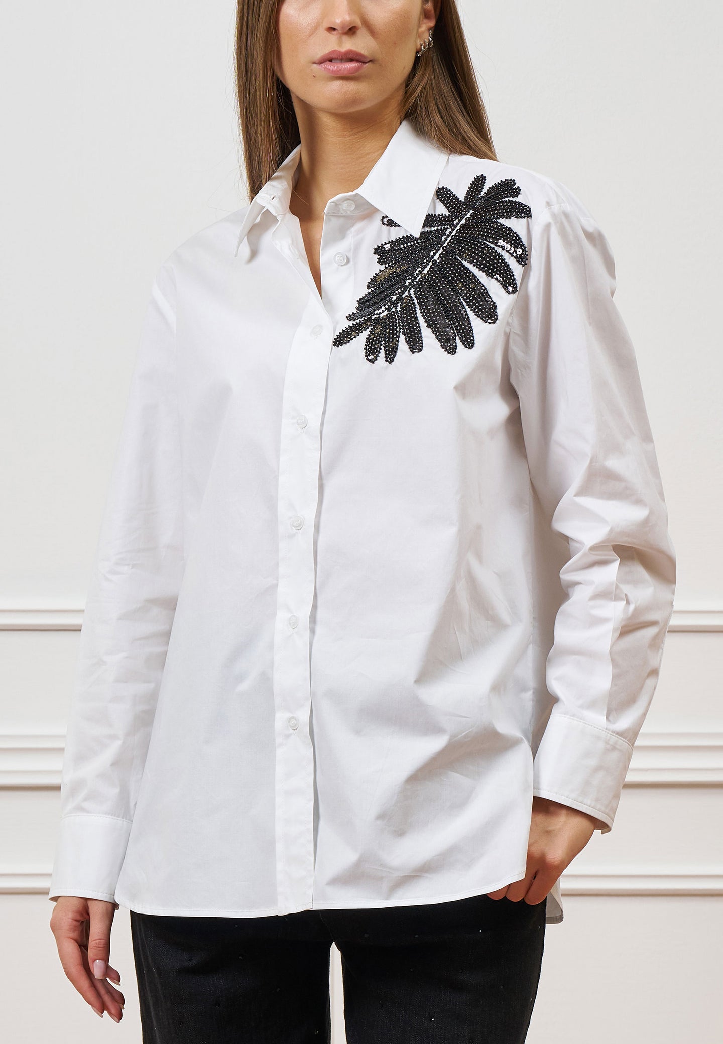 Camicia con ricamo in paillettes