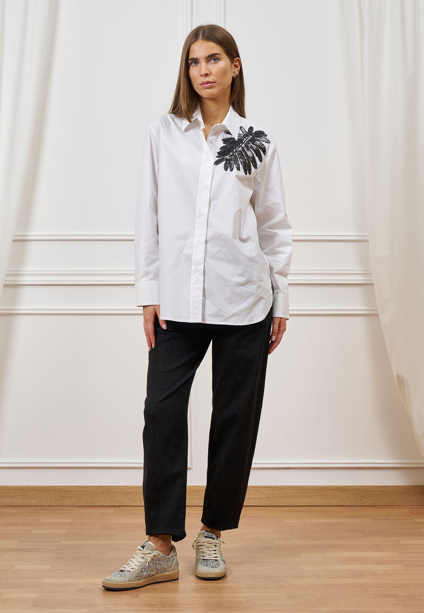 Camicia con ricamo in paillettes