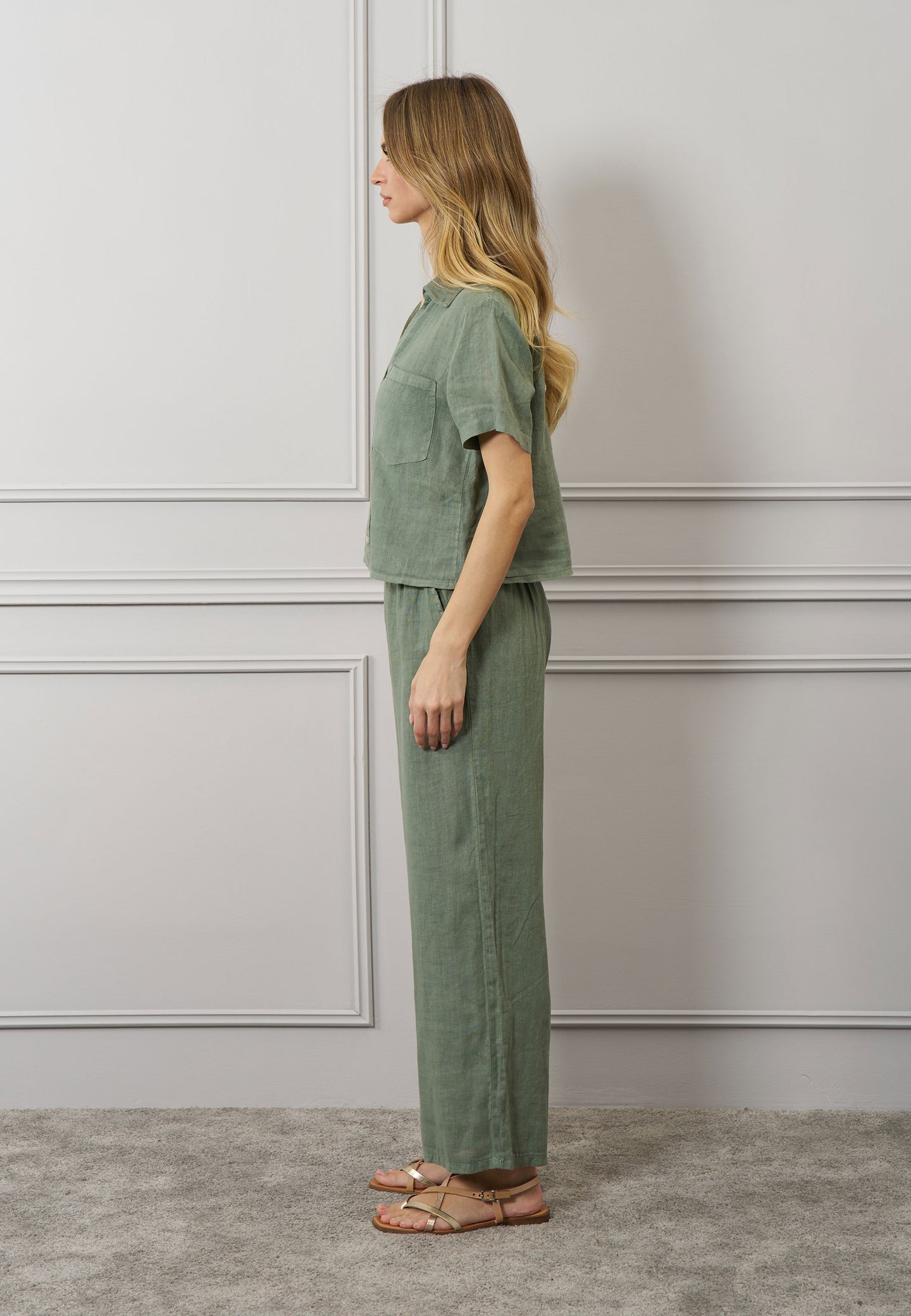Camicia maniche corte in lino