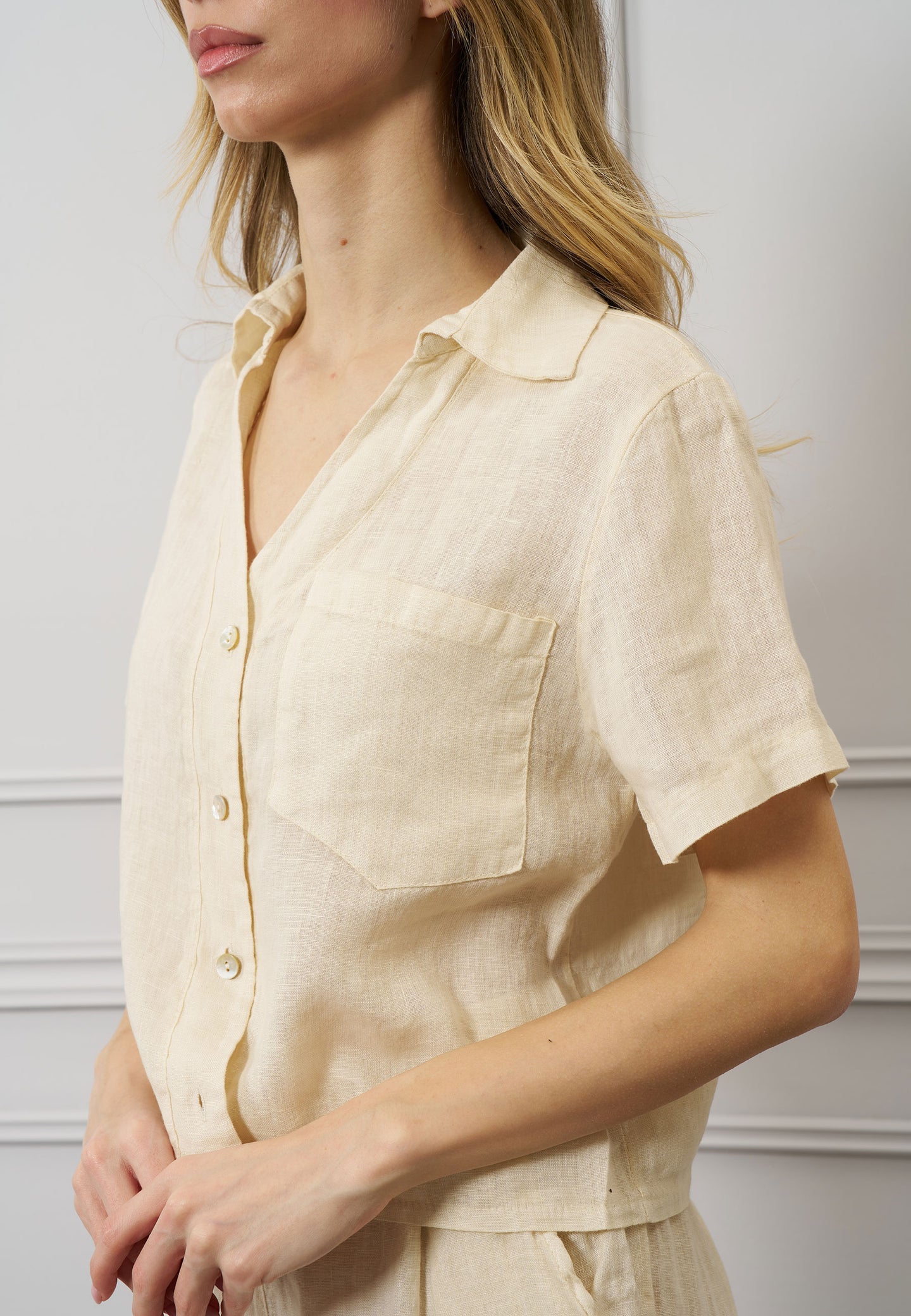 Camicia maniche corte in lino