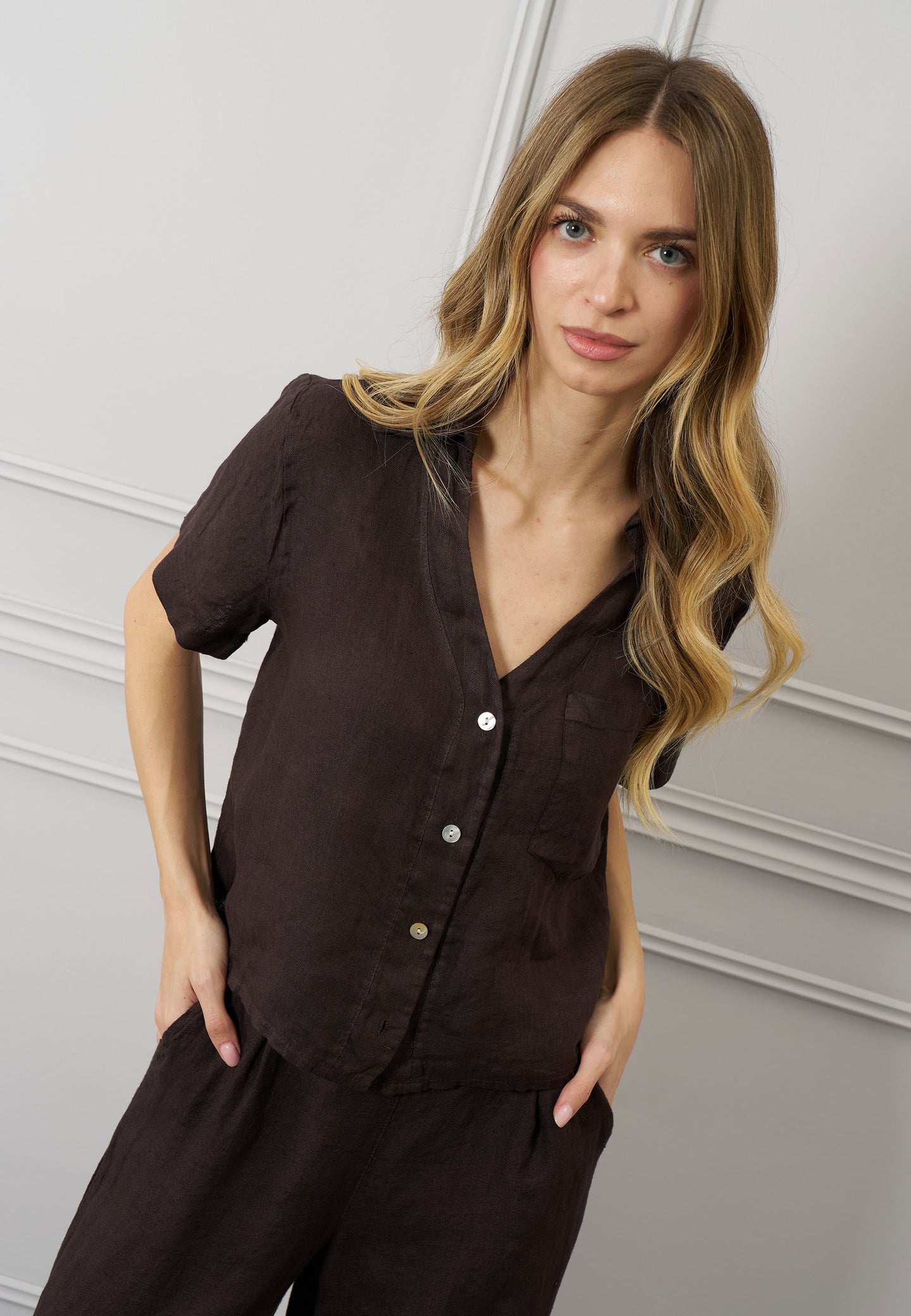 Camicia maniche corte in lino