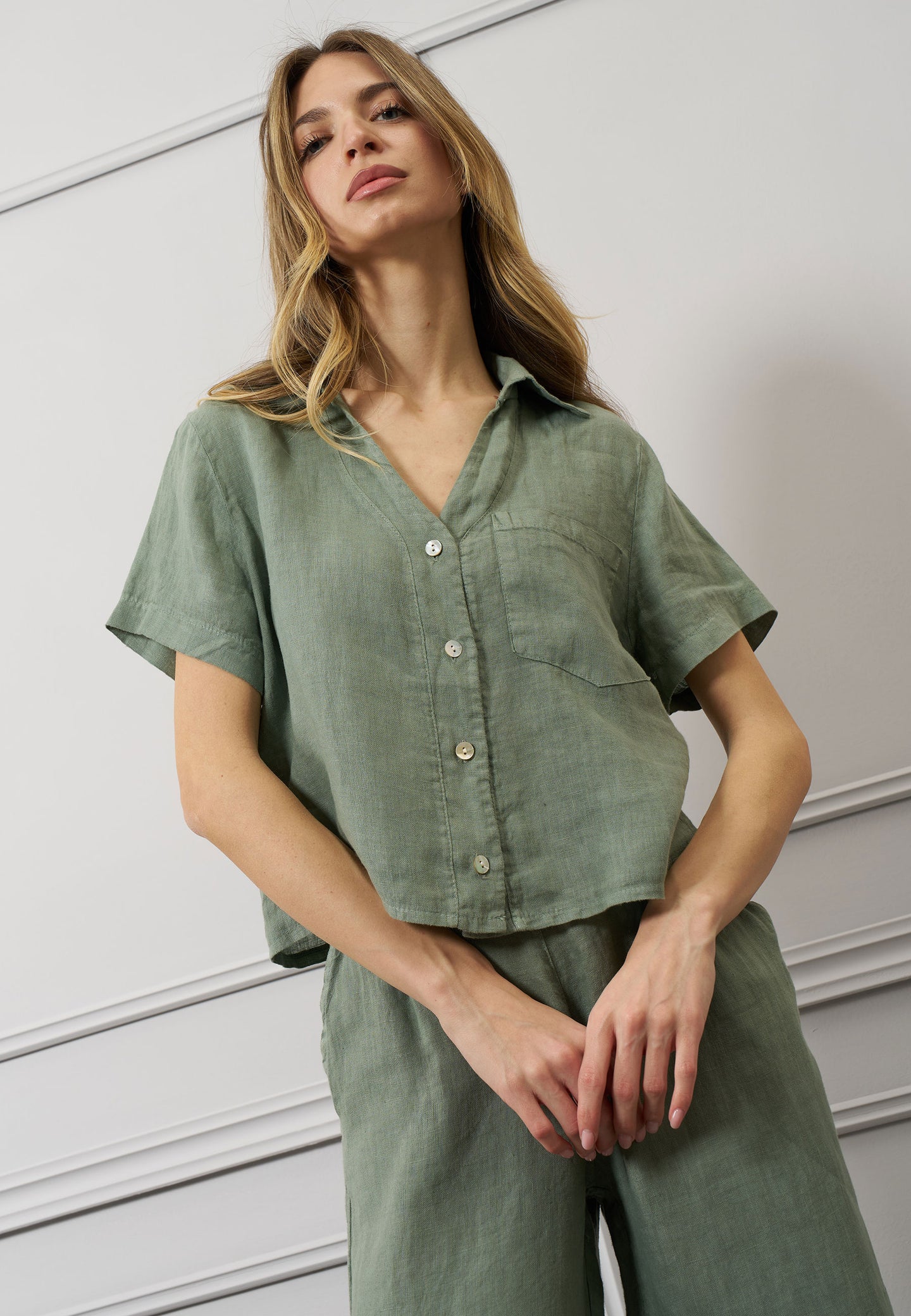 Camicia maniche corte in lino