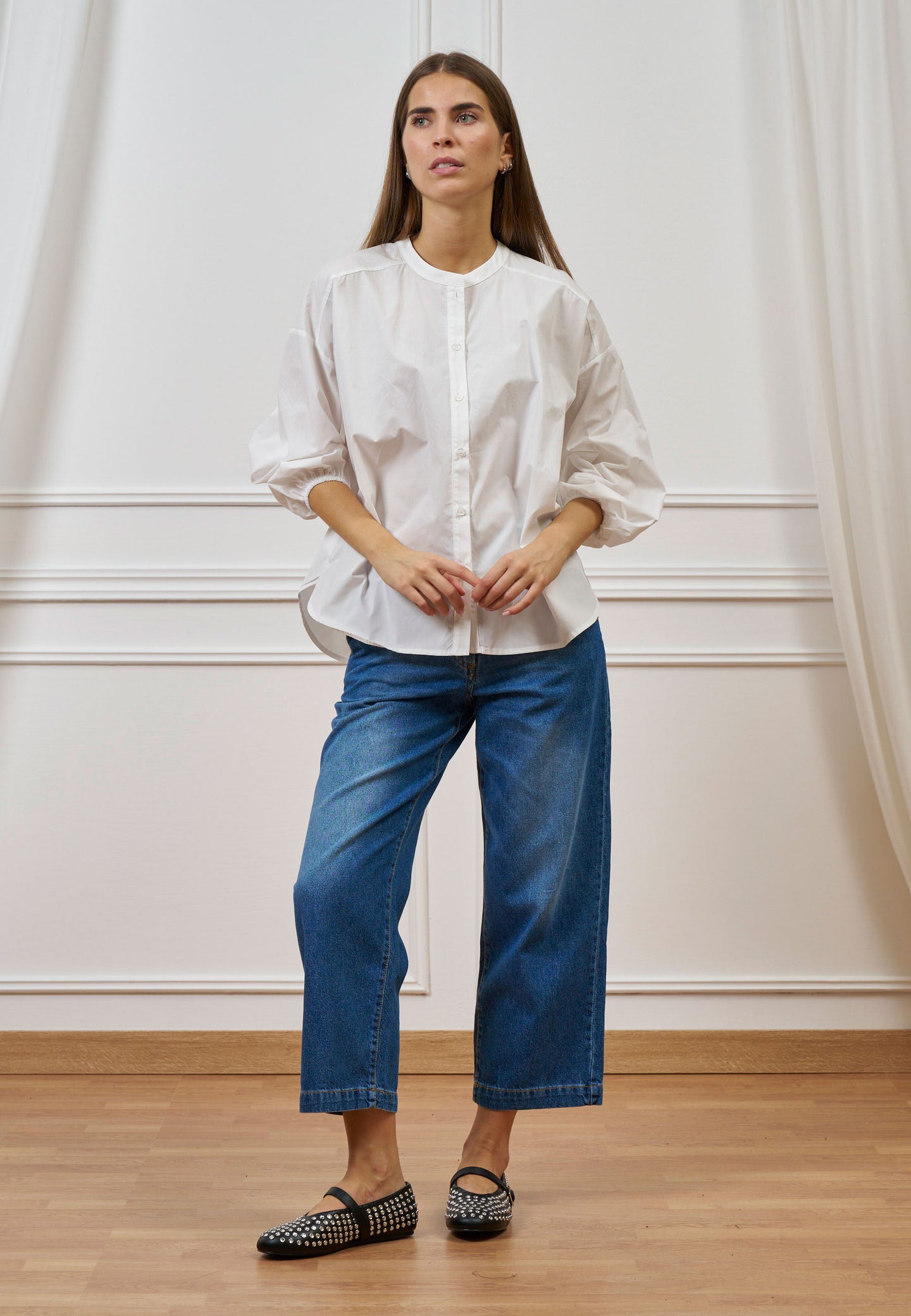 Camicia over con collo alla coreana