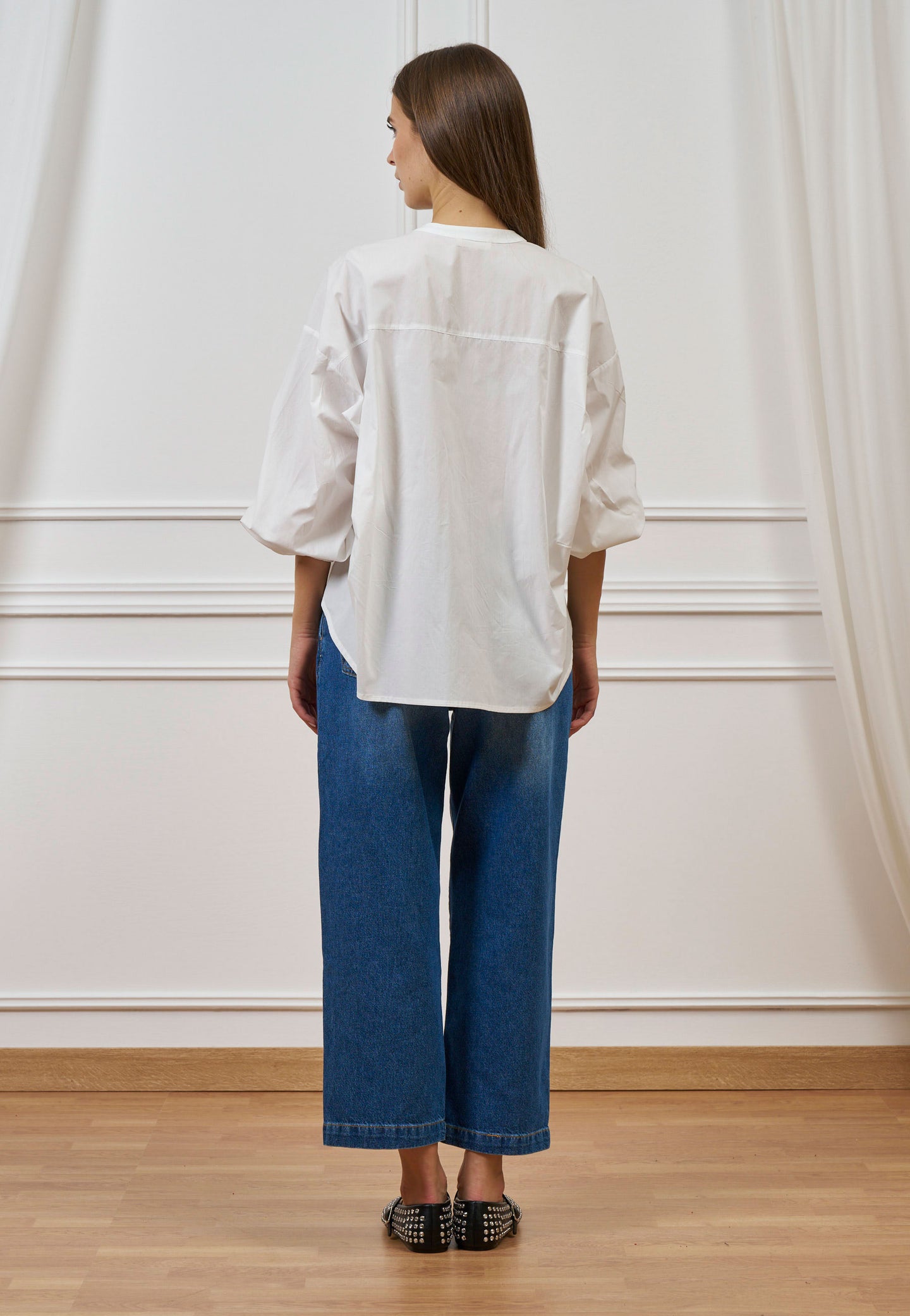 Camicia over con collo alla coreana