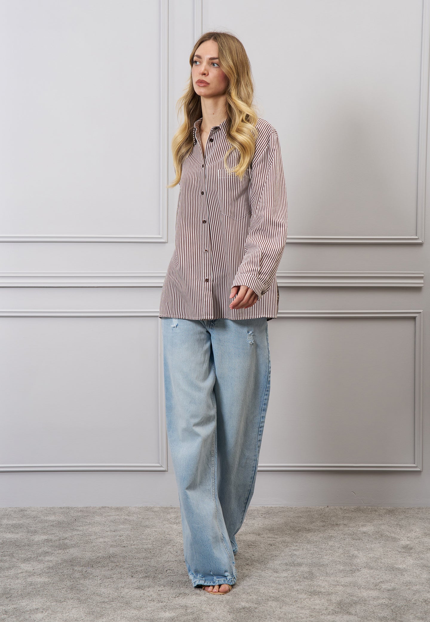 Camicia righe e stampa sul retro