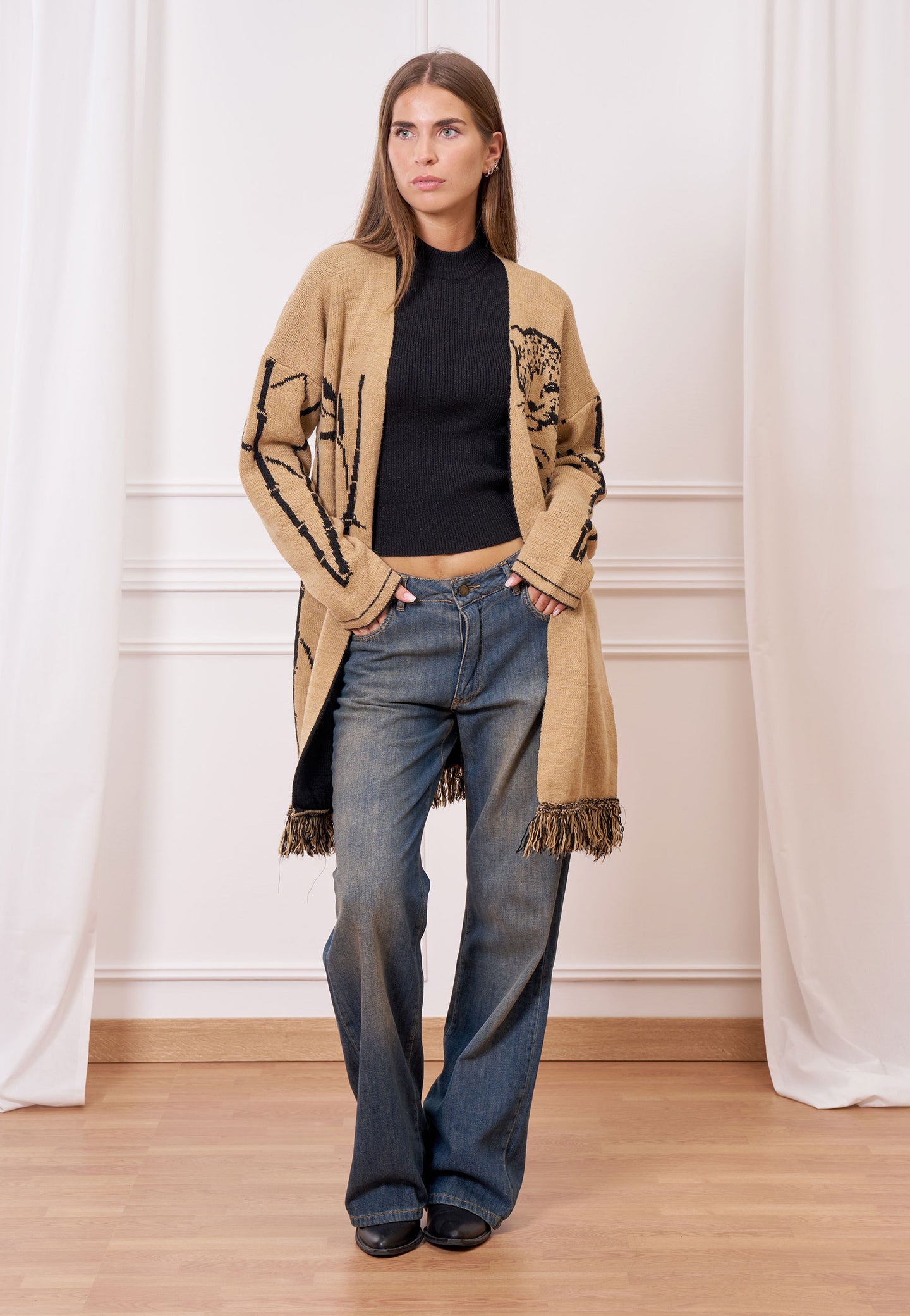 Cappotto in maglia jacquard