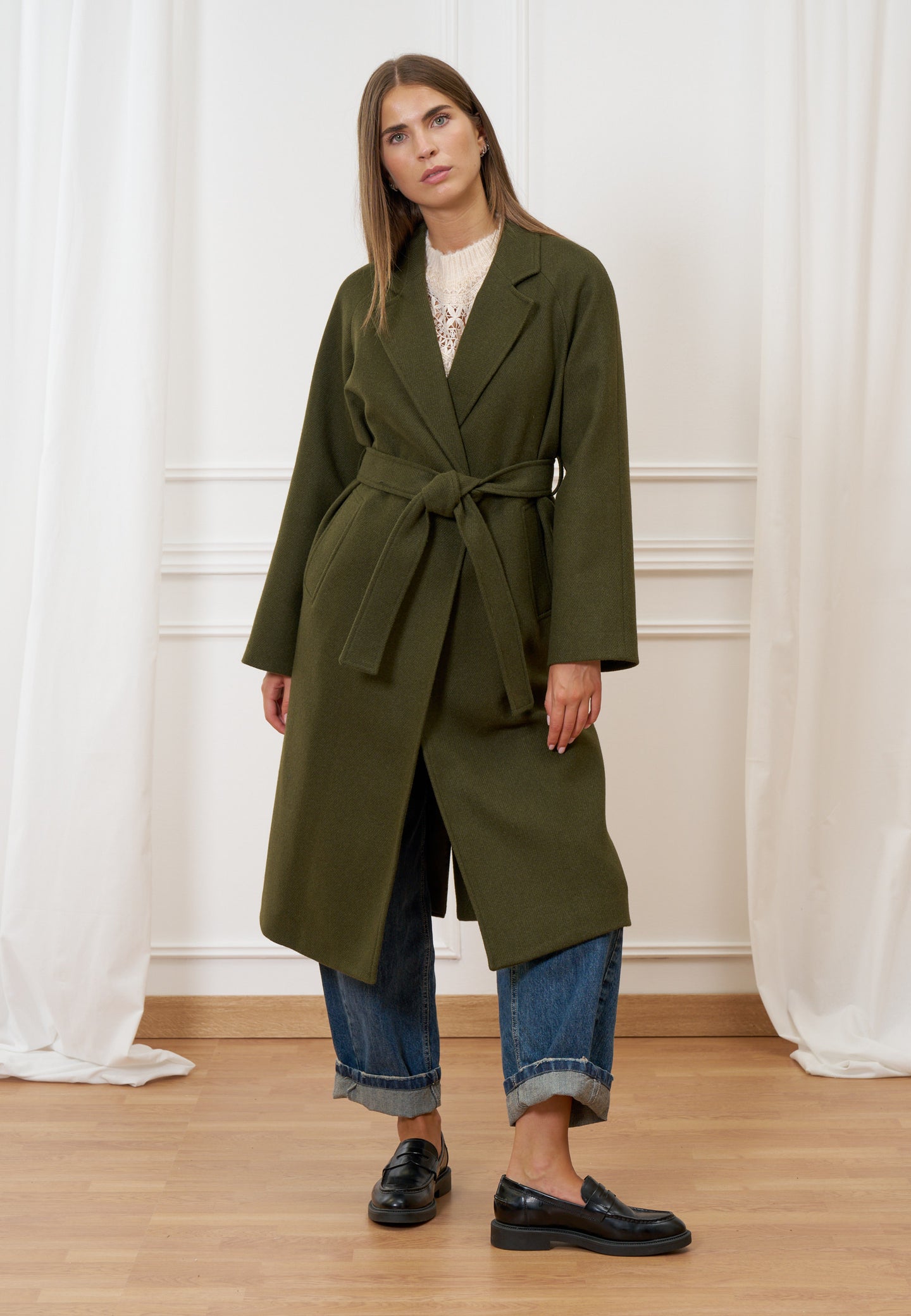 Cappotto lungo con cintura