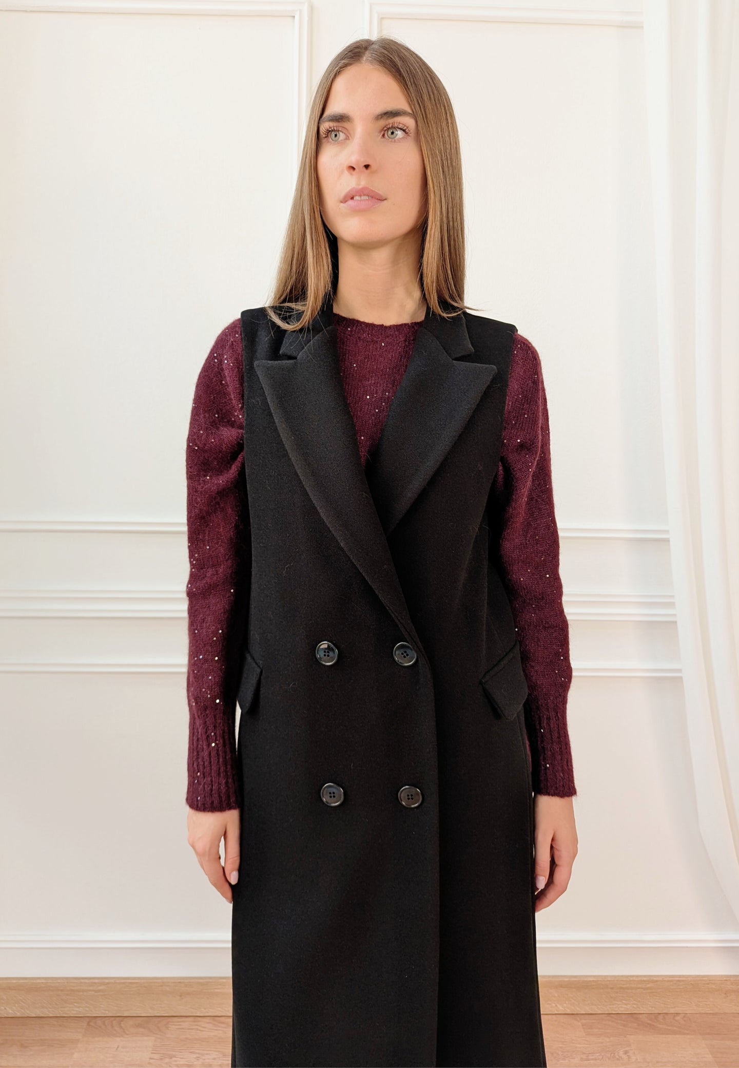 Cappotto lungo smanicato