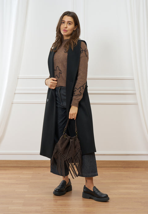 Cappotto lungo smanicato