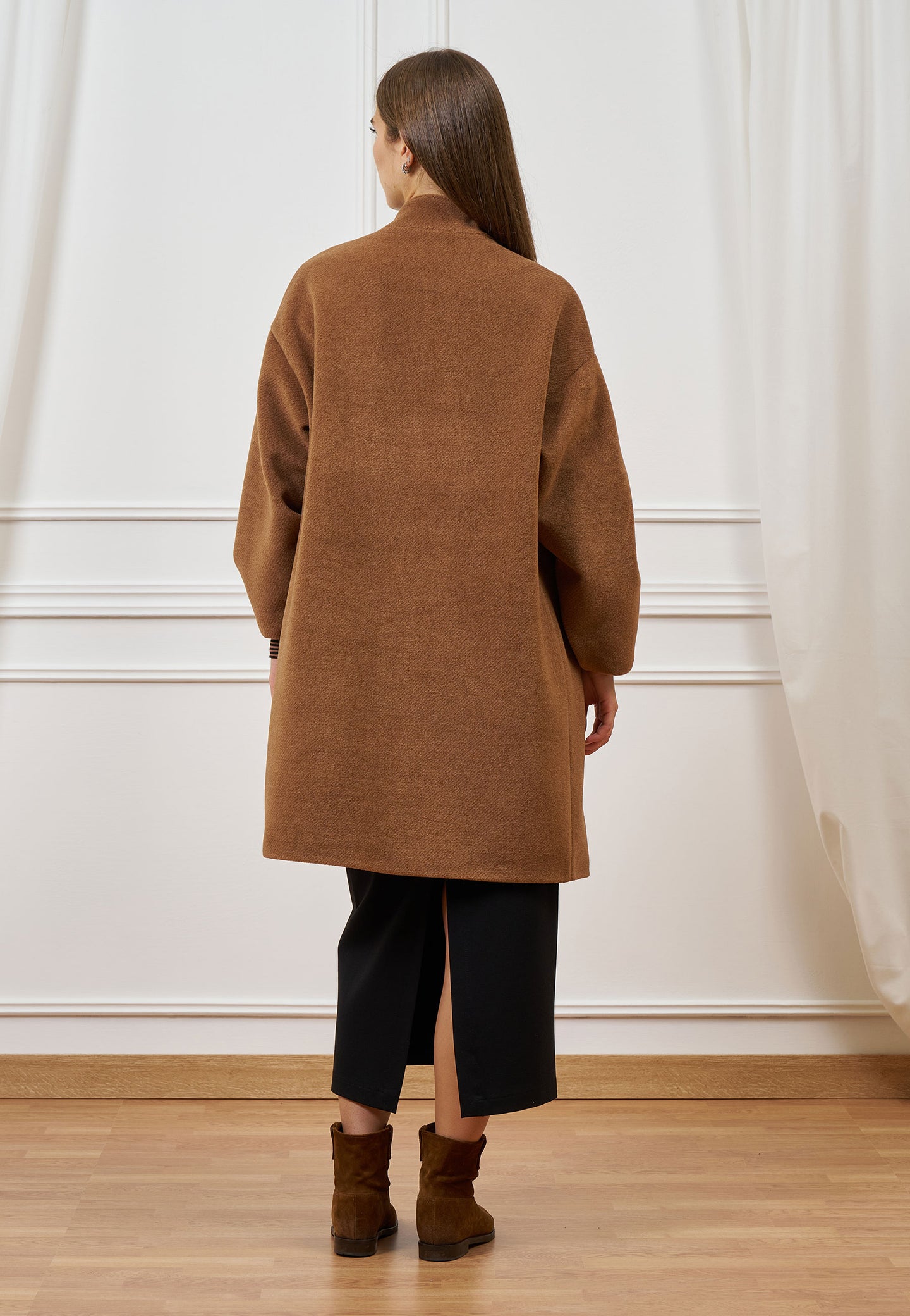 Cappotto midi manica a palloncino