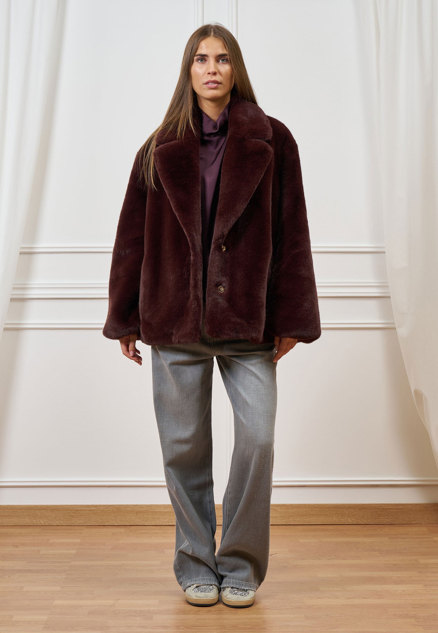 Cappotto over in ecopelliccia
