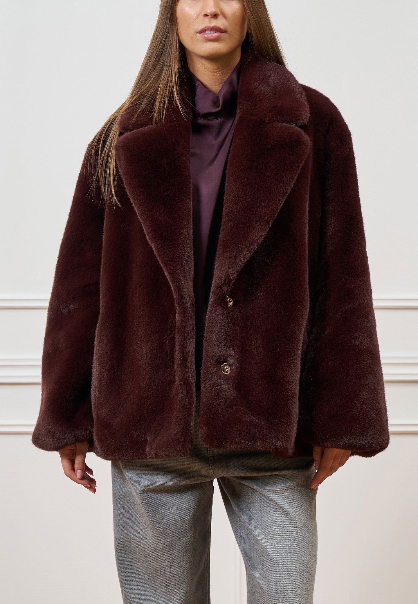 Cappotto over in ecopelliccia